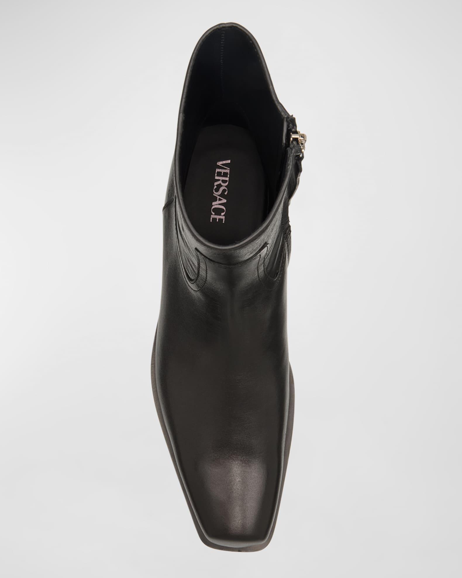 Men's Square-Toe Leather Ankle Boots Product Image