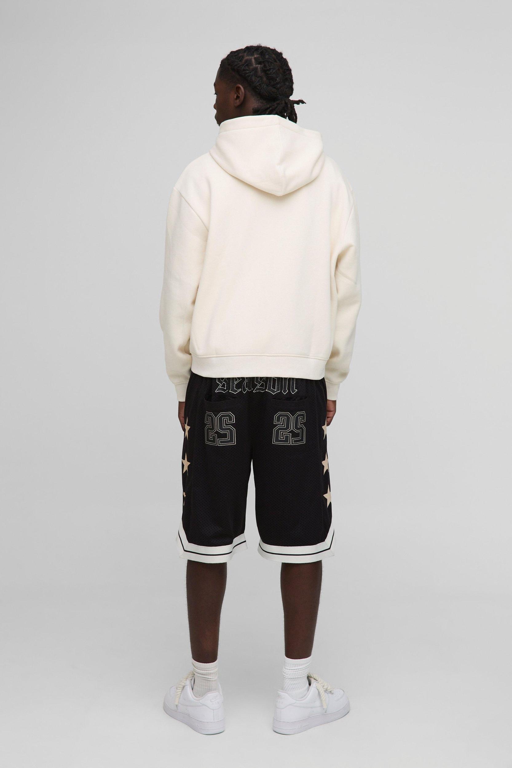 Varsity Applique Mesh Basketball Shorts | boohooMAN USA Product Image