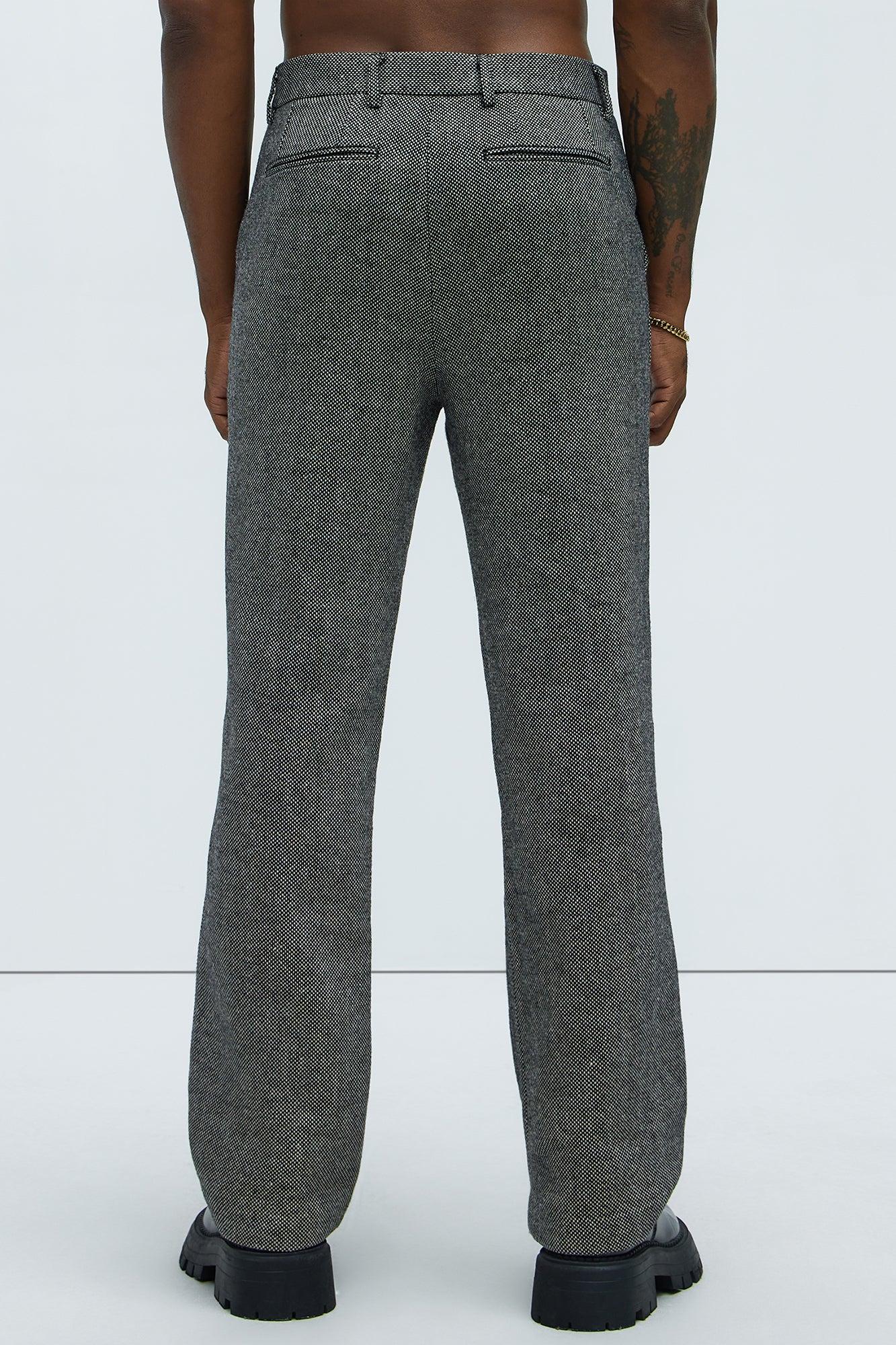 Hancock Tweed Textured Relaxed Straight Trousers - Charcoal Product Image