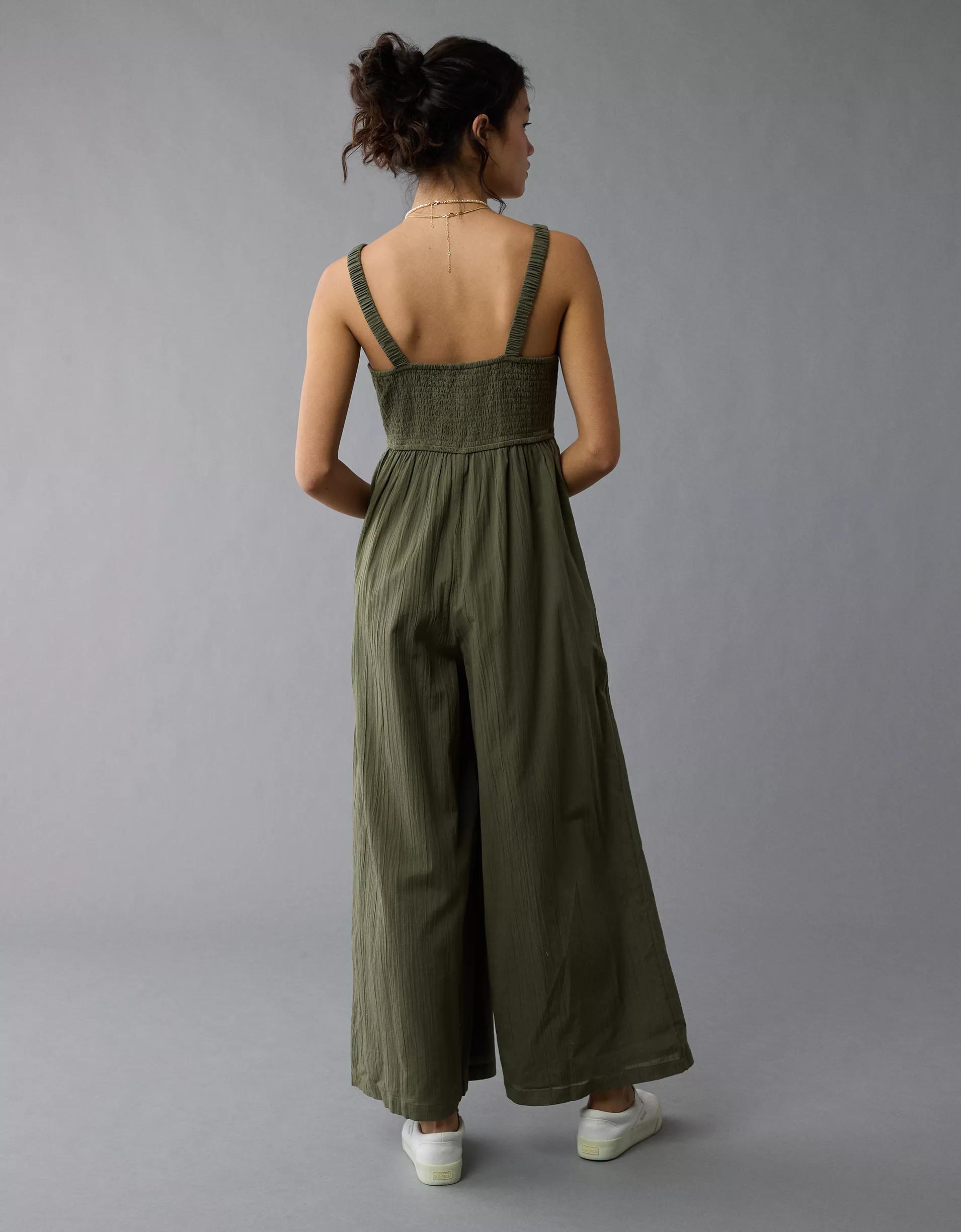 AE Tie Front V-Neck Jumpsuit Product Image
