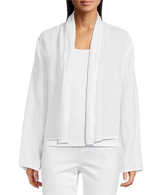 Eileen Fisher Organic Handkerchief Linen Shawl Collar Long Sleeve Jacket Product Image