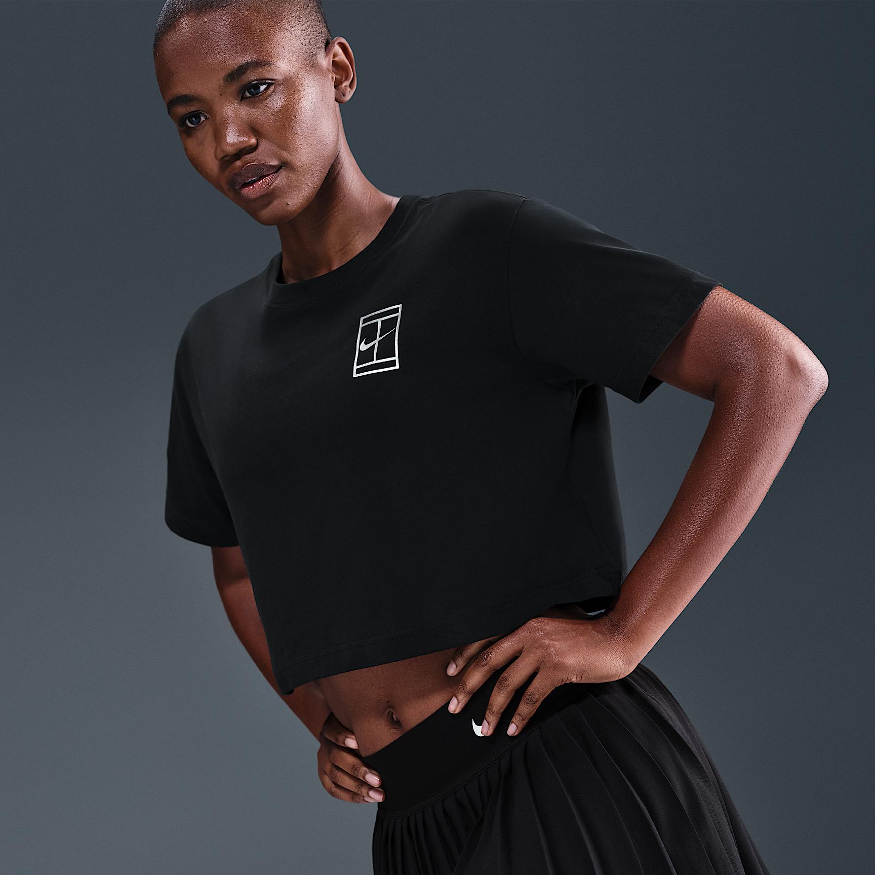 Nike Womens Slam Dri-FIT Short-Sleeve Cropped Tennis T-Shirt | HV6987-010 Product Image