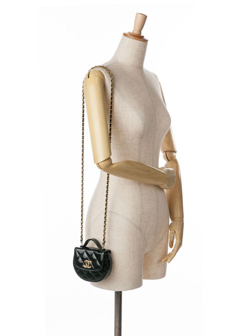 2021-2024 Mini CC Quilted Patent Leather Top Handle Clutch with Chain satchel Product Image