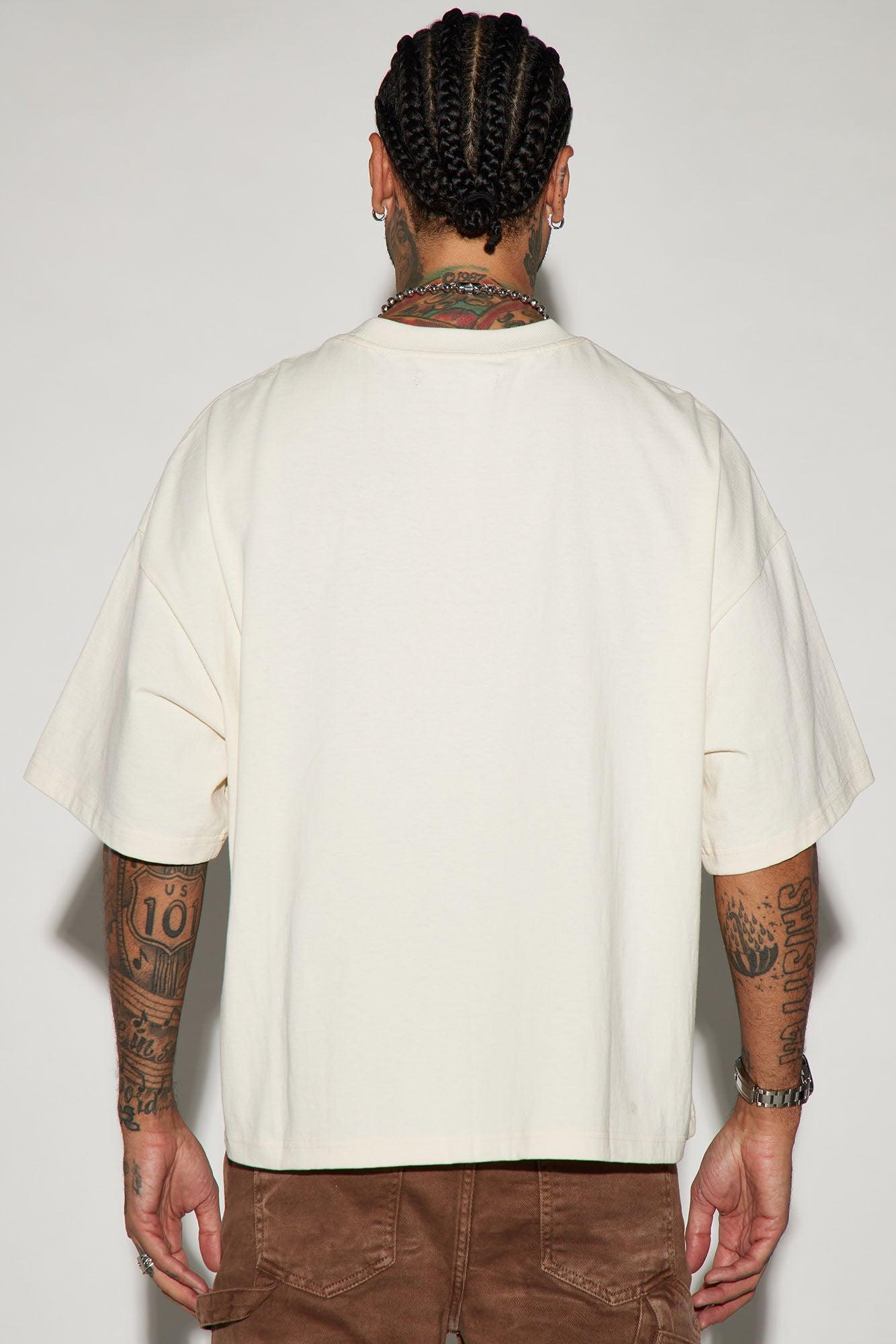 Boxy Cropped Heavyweight Short Sleeve Tee - Cream Product Image