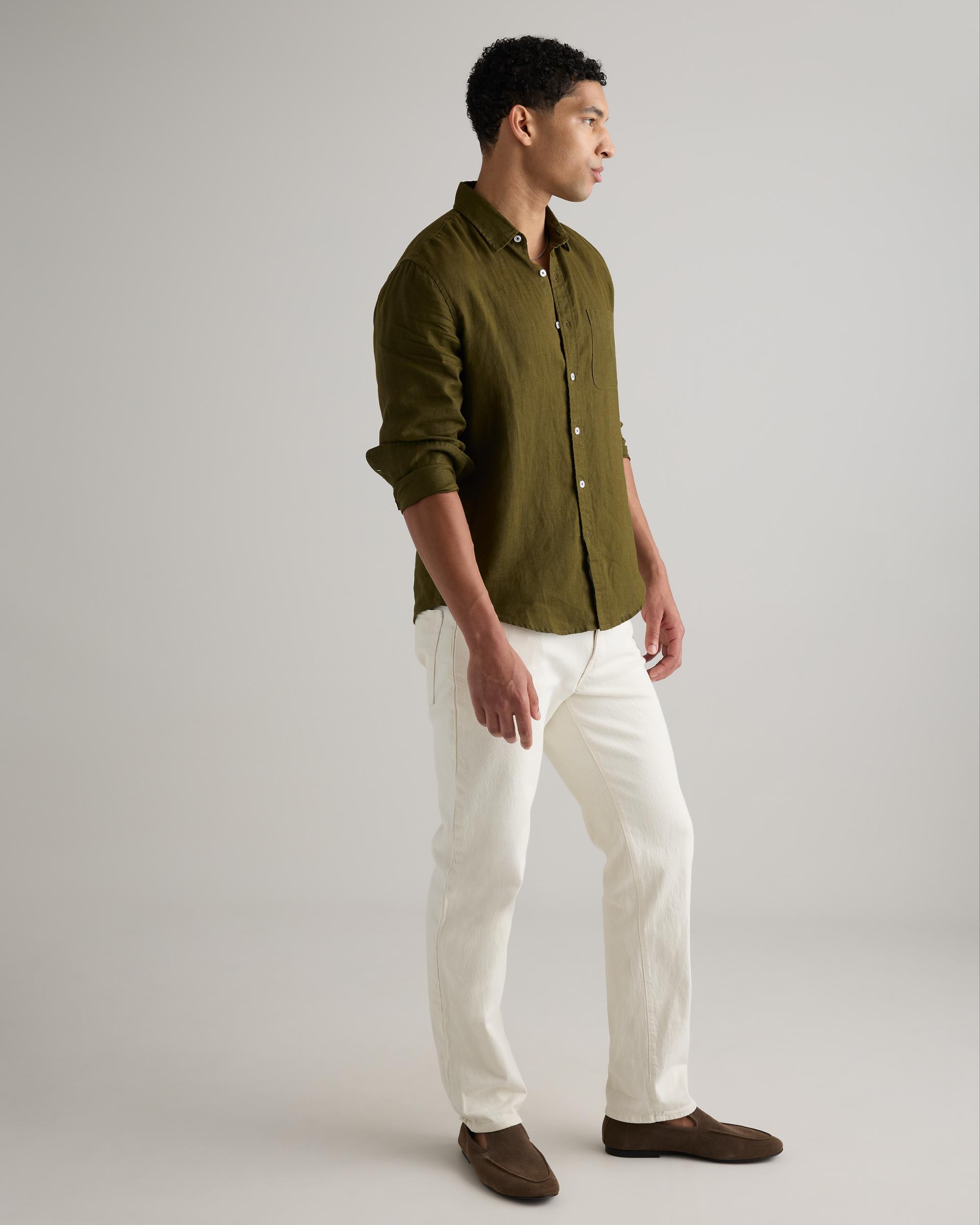 Quince | Men's 100% European Linen Relaxed Long Sleeve Pocket Shirt Product Image