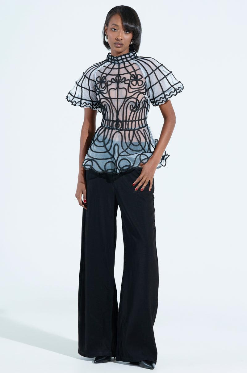 DOLL FACE SHORT SLEEVE STRUCTURED BLOUSE Girls Product Image