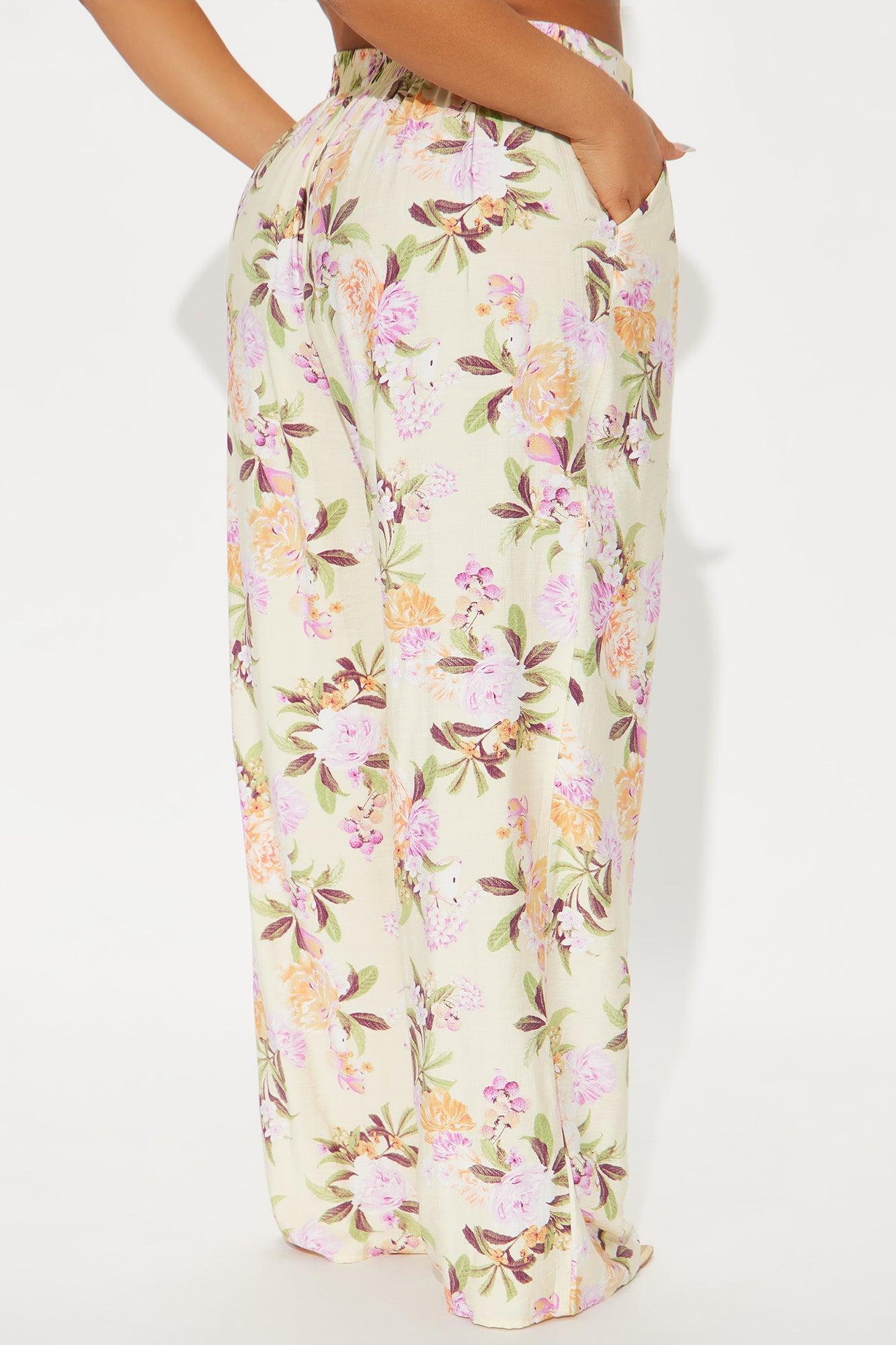 Sydney Floral Wide Leg Linen Pant - Butter Yellow Product Image