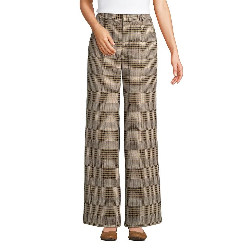 Women's Lands' End Flannel High Waist Pleated Wide Leg Pants,  Product Image