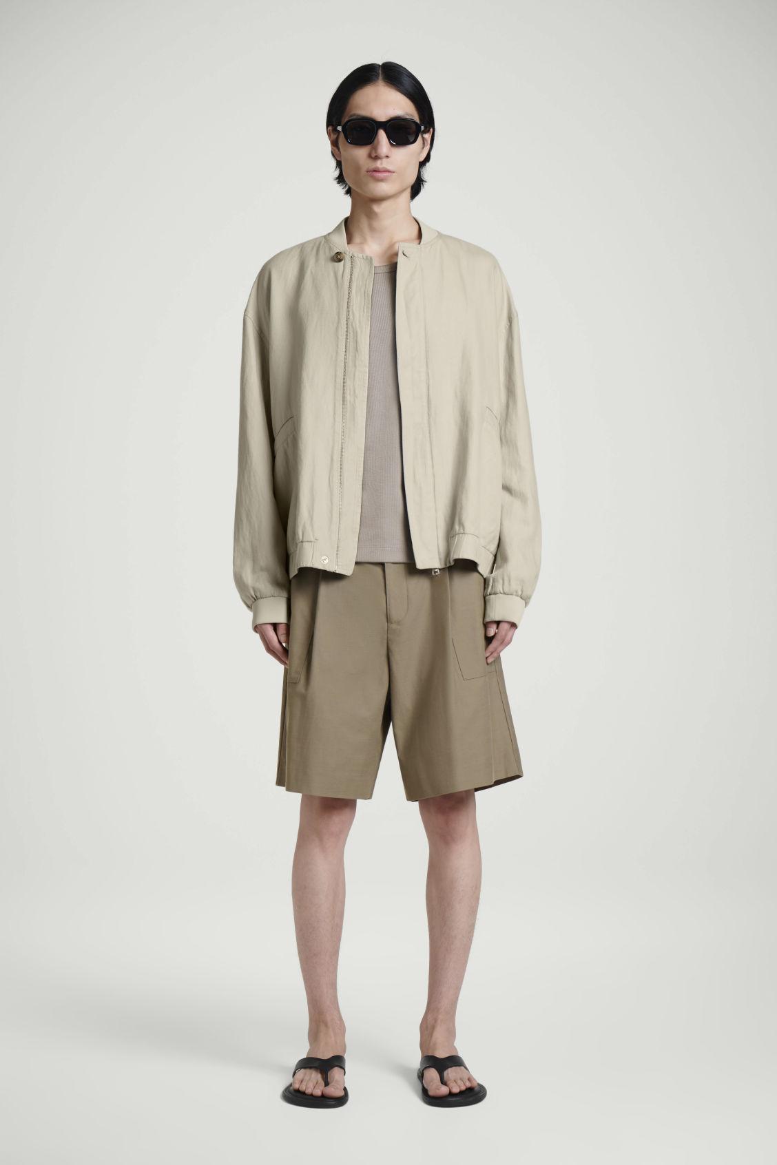 LINEN BOMBER JACKET Product Image