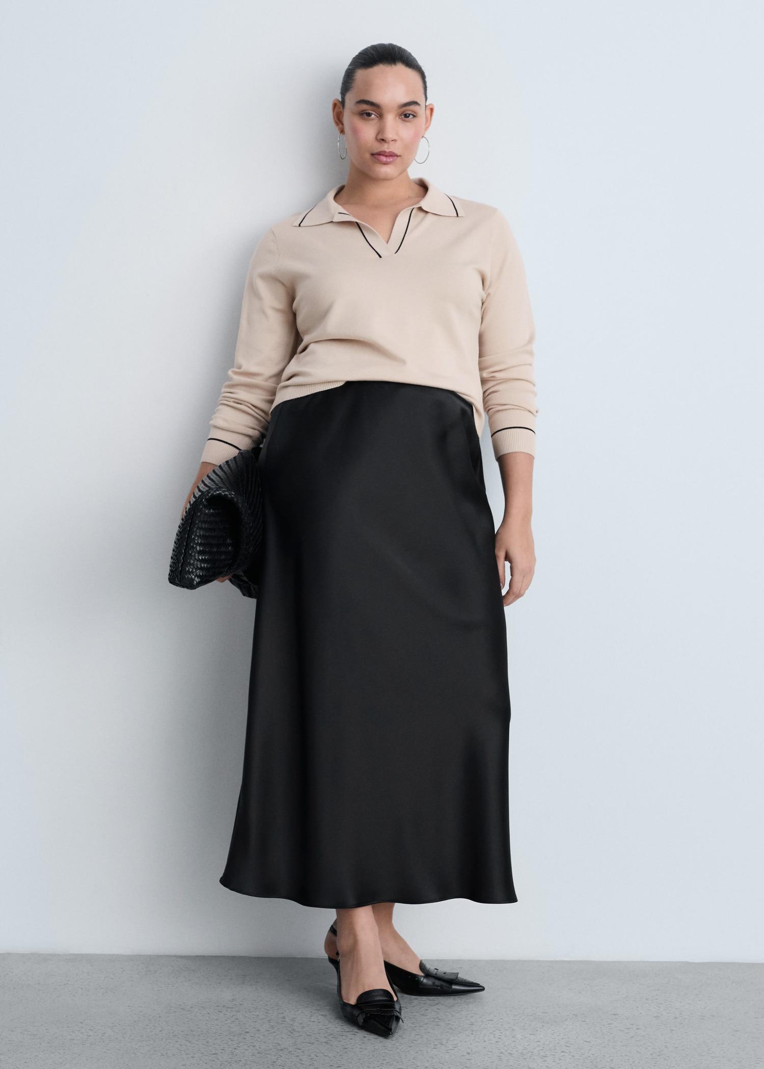 Sweater with contrasting lapels and trims - Women | MANGO USA Product Image