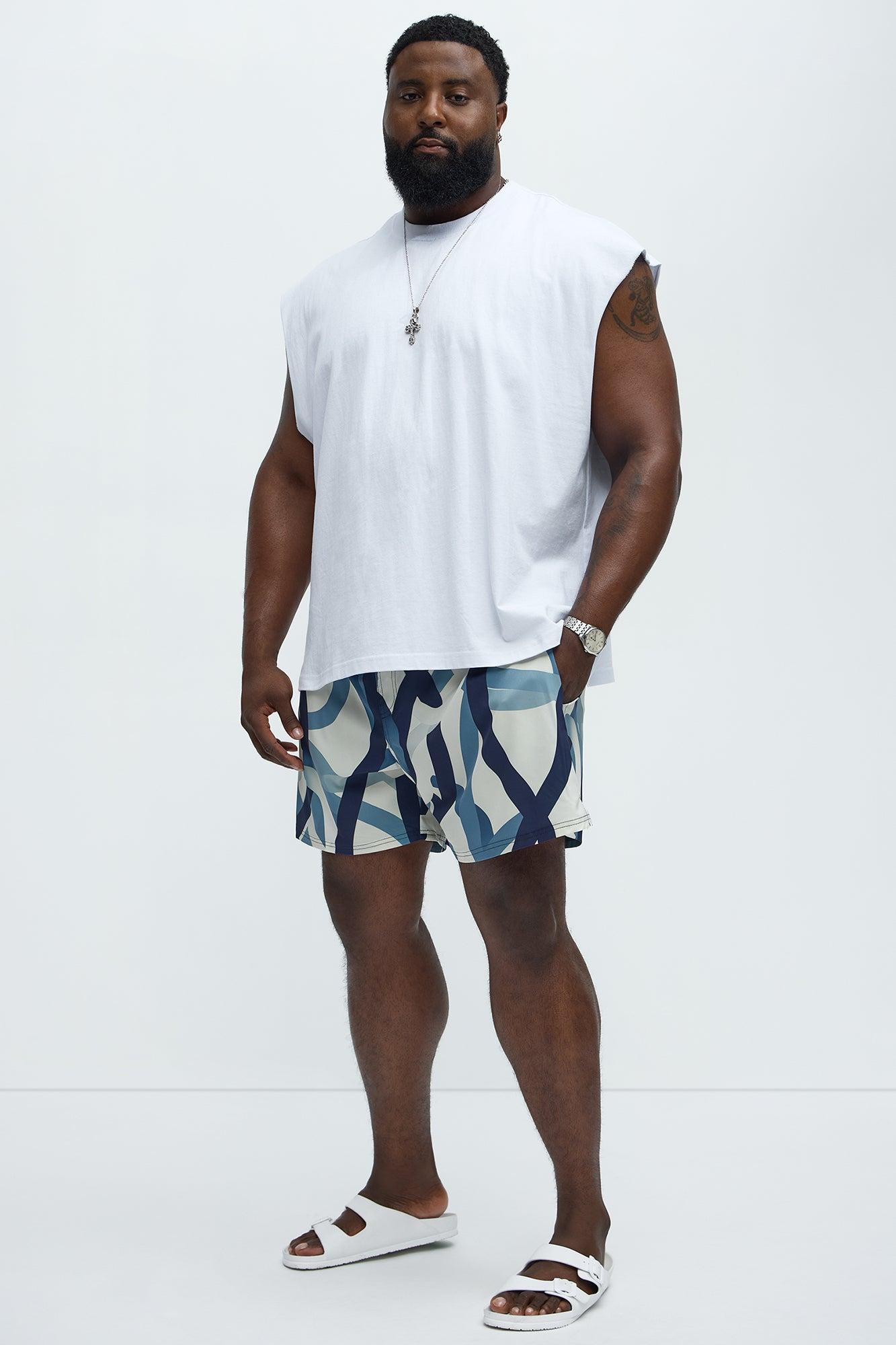 Ibiza Abstract Swim Mid Trunk - Blue/combo Product Image