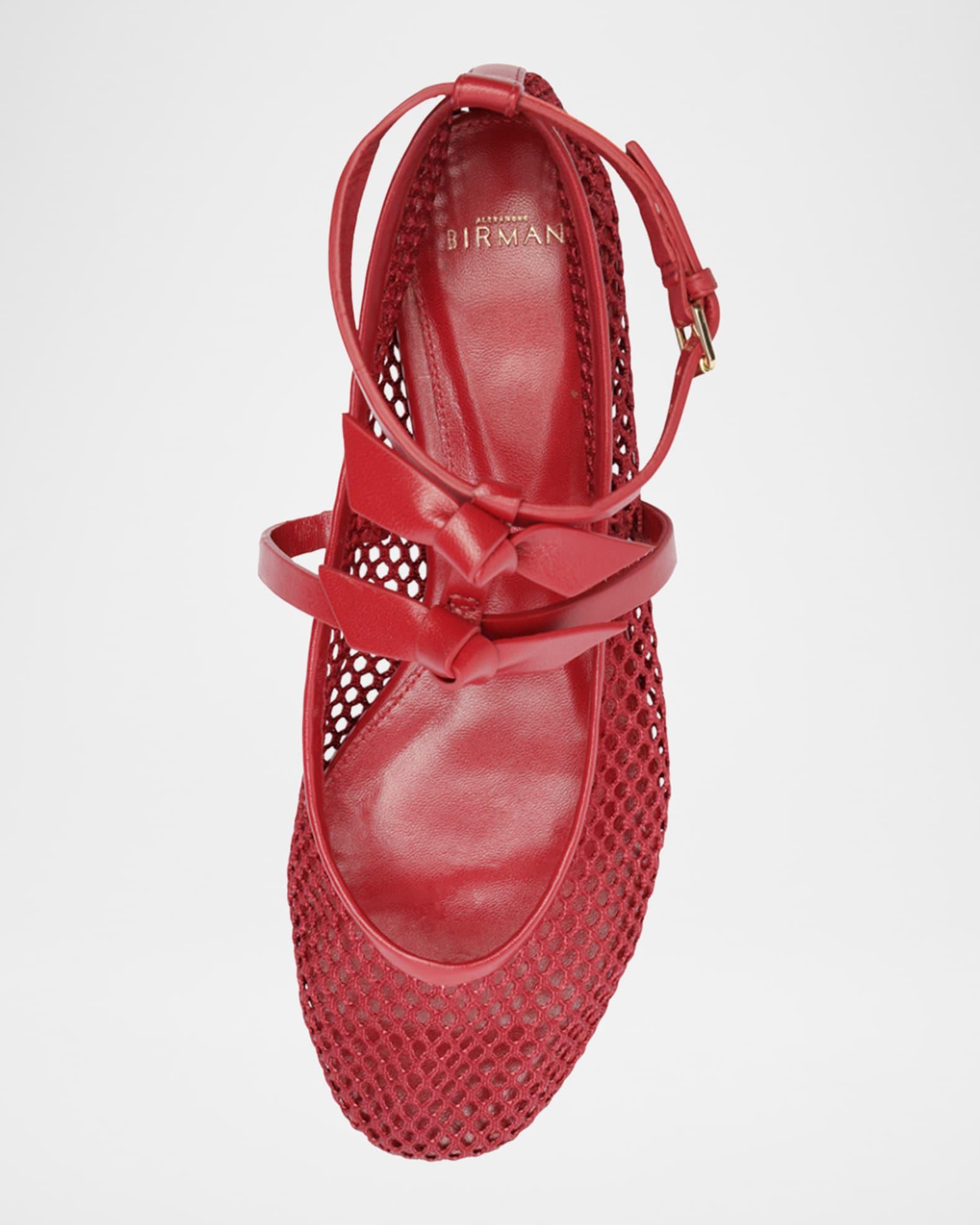 Slim Clarita Bow-Strap Fishnet Ballerina Flats Product Image