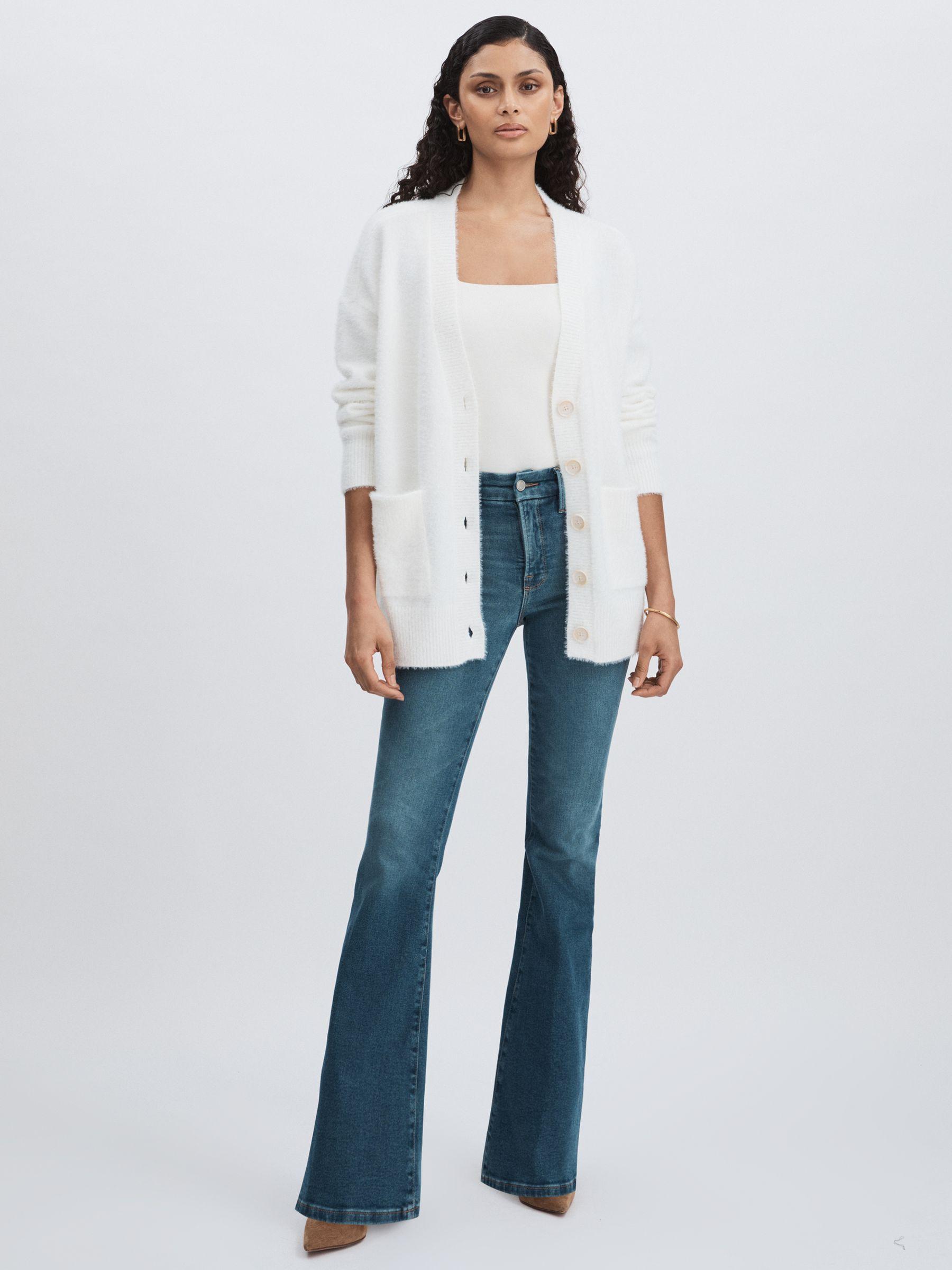 Good American Oversized Plush Cardigan in White Product Image