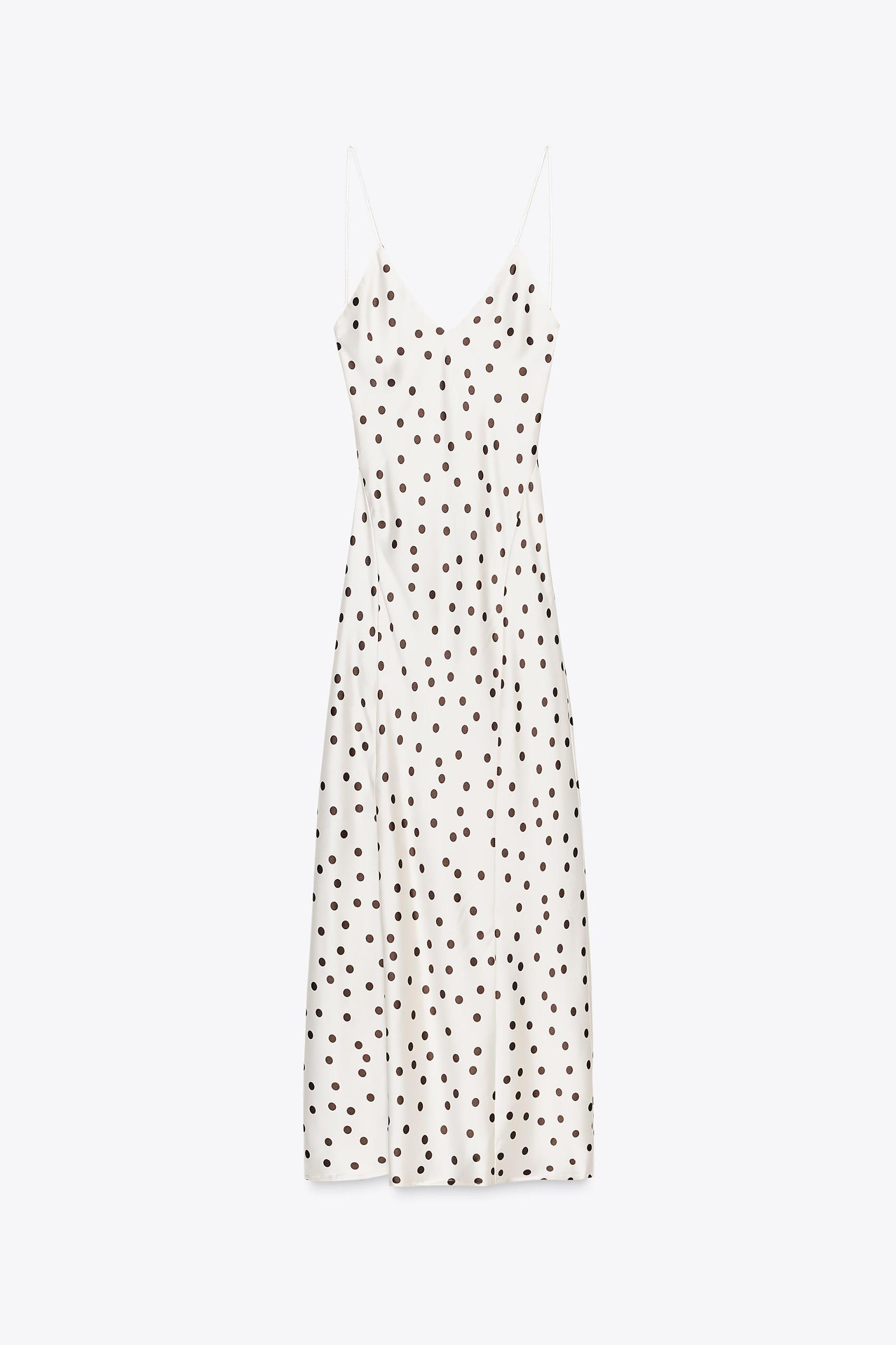 SATIN POLKA DOT MIDI DRESS Product Image