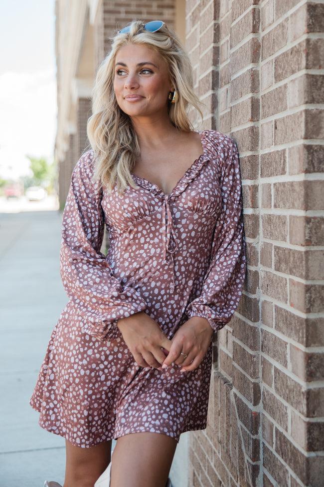 A Simple Song Brown Spotted Knit Dress FINAL SALE Product Image