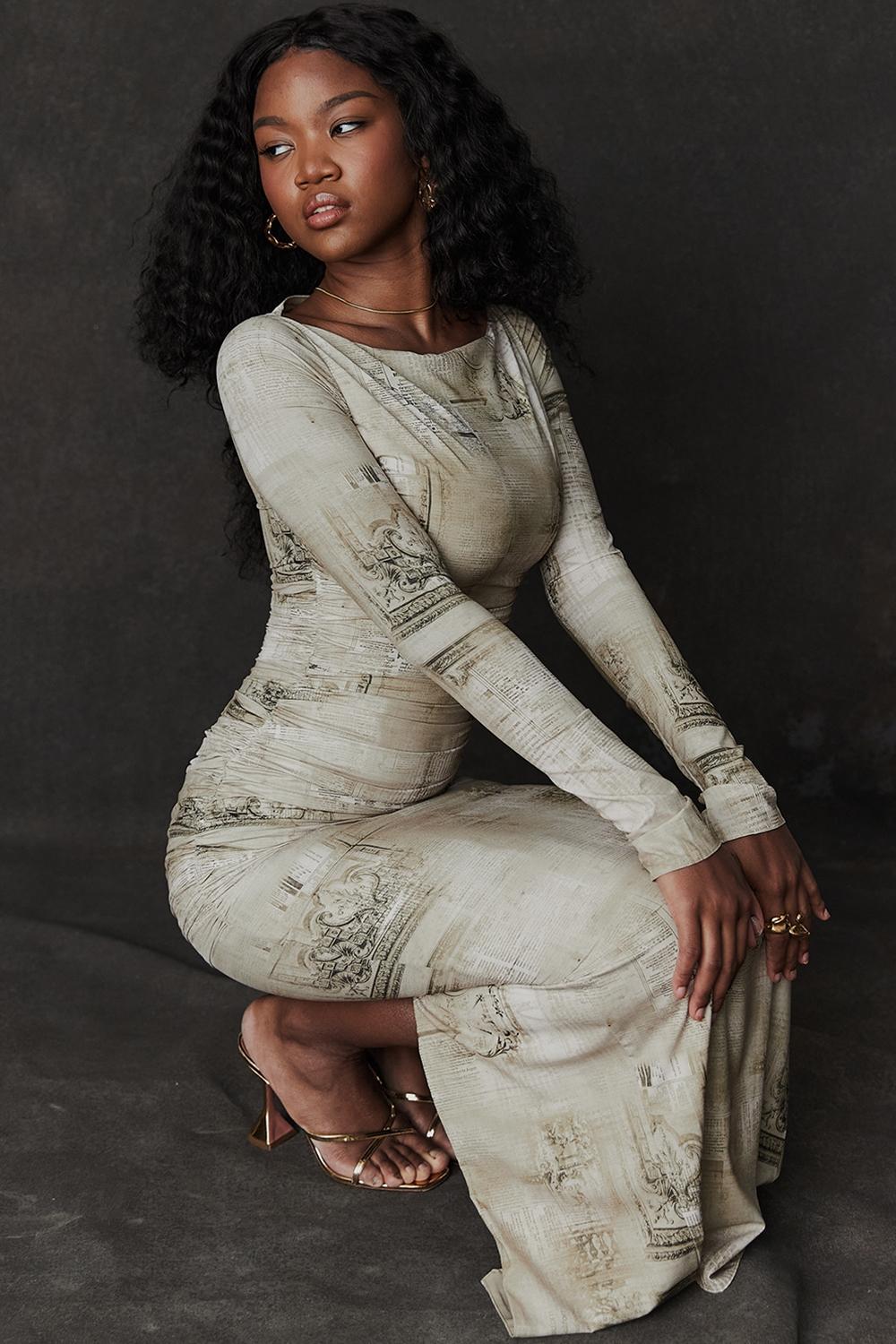 Lanetta  pale sage print maxi dress Product Image