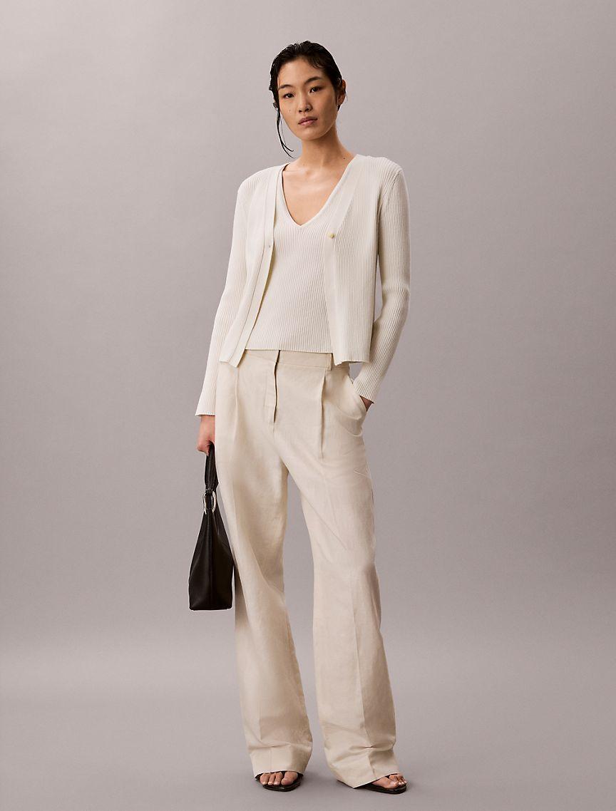 Cotton Rib Cardigan and Tank Set Product Image
