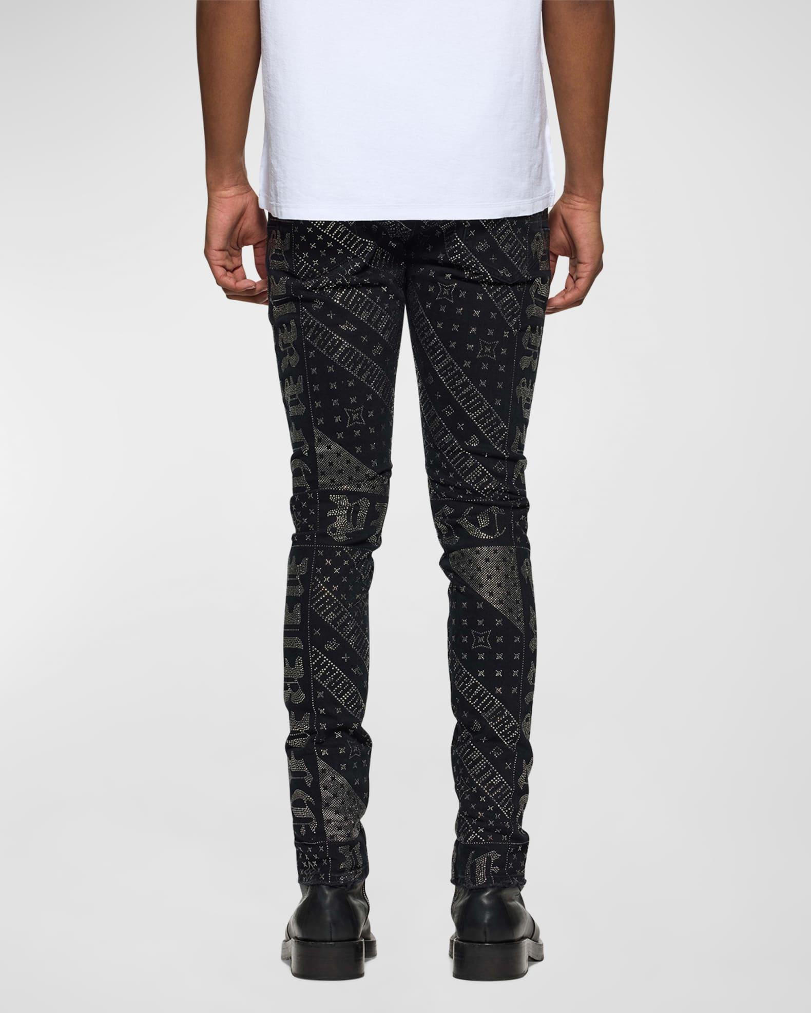 Men's Gothic Flag Hotfix Skinny Jeans Product Image