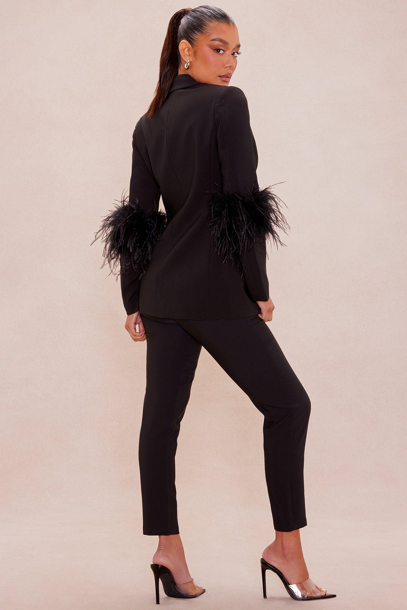 Calle Feather Suit Set - Black Female Product Image
