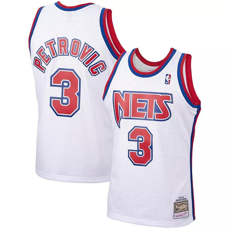 Men's Mitchell & Ness Drazen Petrovic White New Jersey Nets 1992 Hardwood Classics Swingman Player Jersey, Size: XL, Nba White Product Image