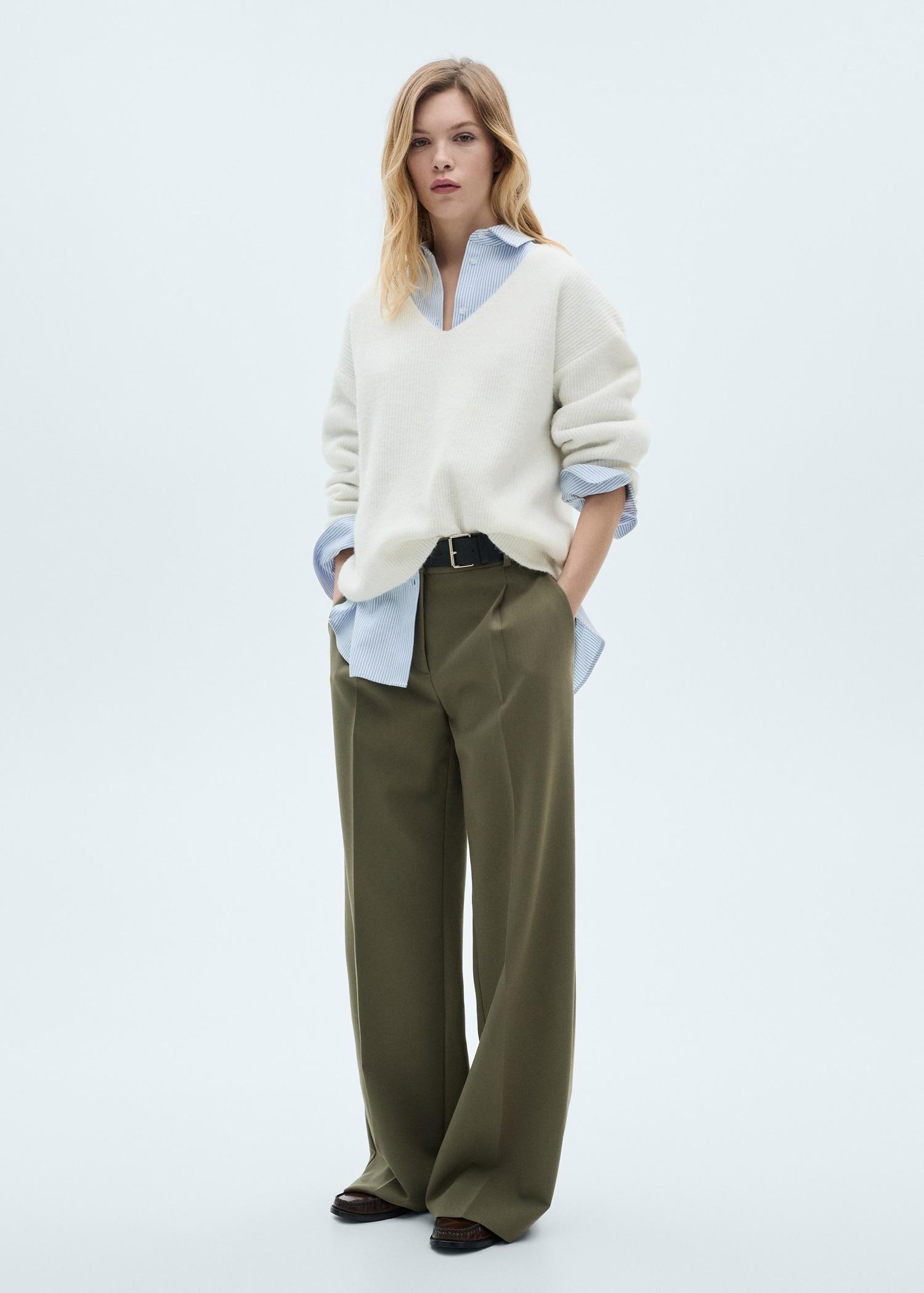 V-neck knit sweater - Women | MANGO USA Product Image