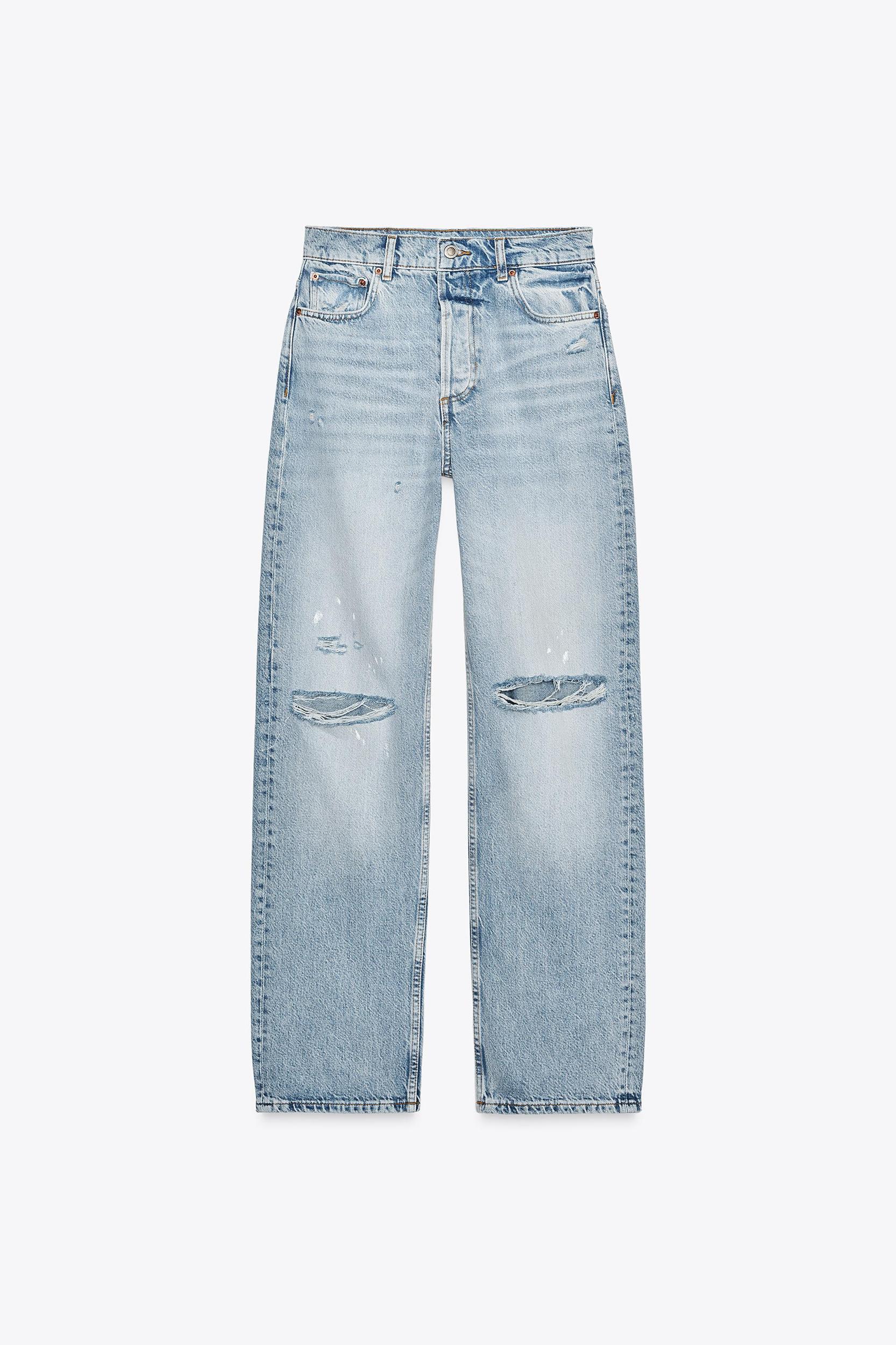 ZW COLLECTION HIGH-WAISTED SLIM RIPPED JEANS Product Image