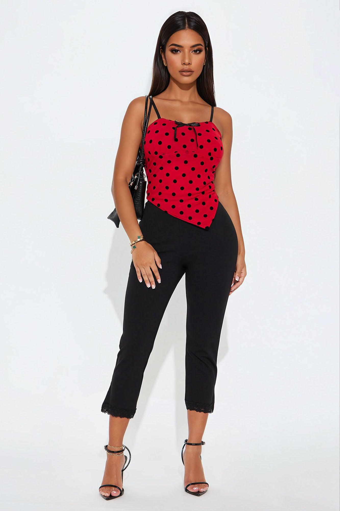 Sweet Lover Polka Dot Top - Red/Black Product Image