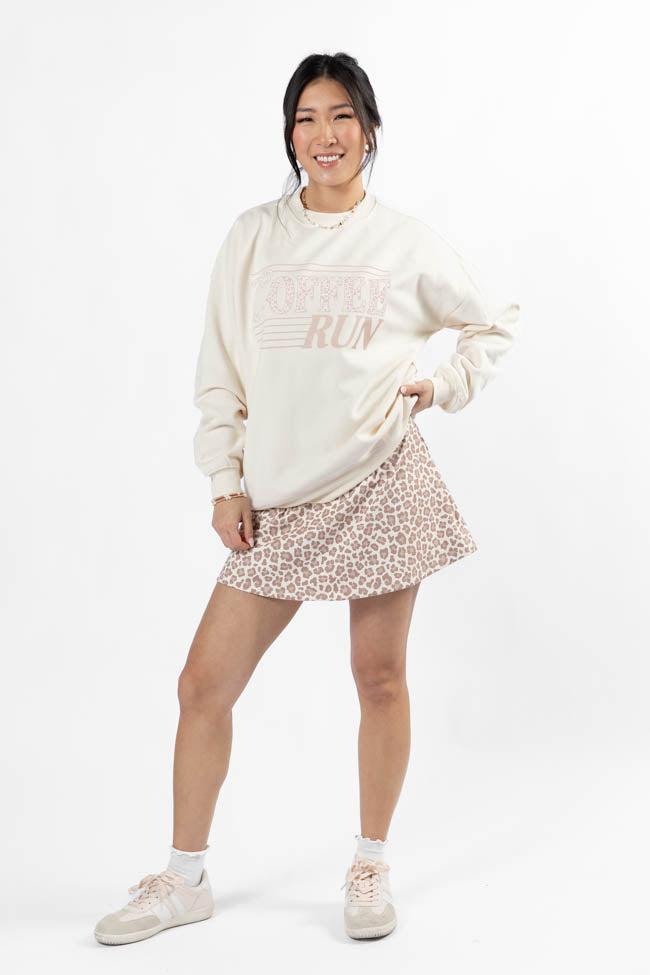 Coffee Run Leopard Cream Graphic Sweatshirt SALE Product Image