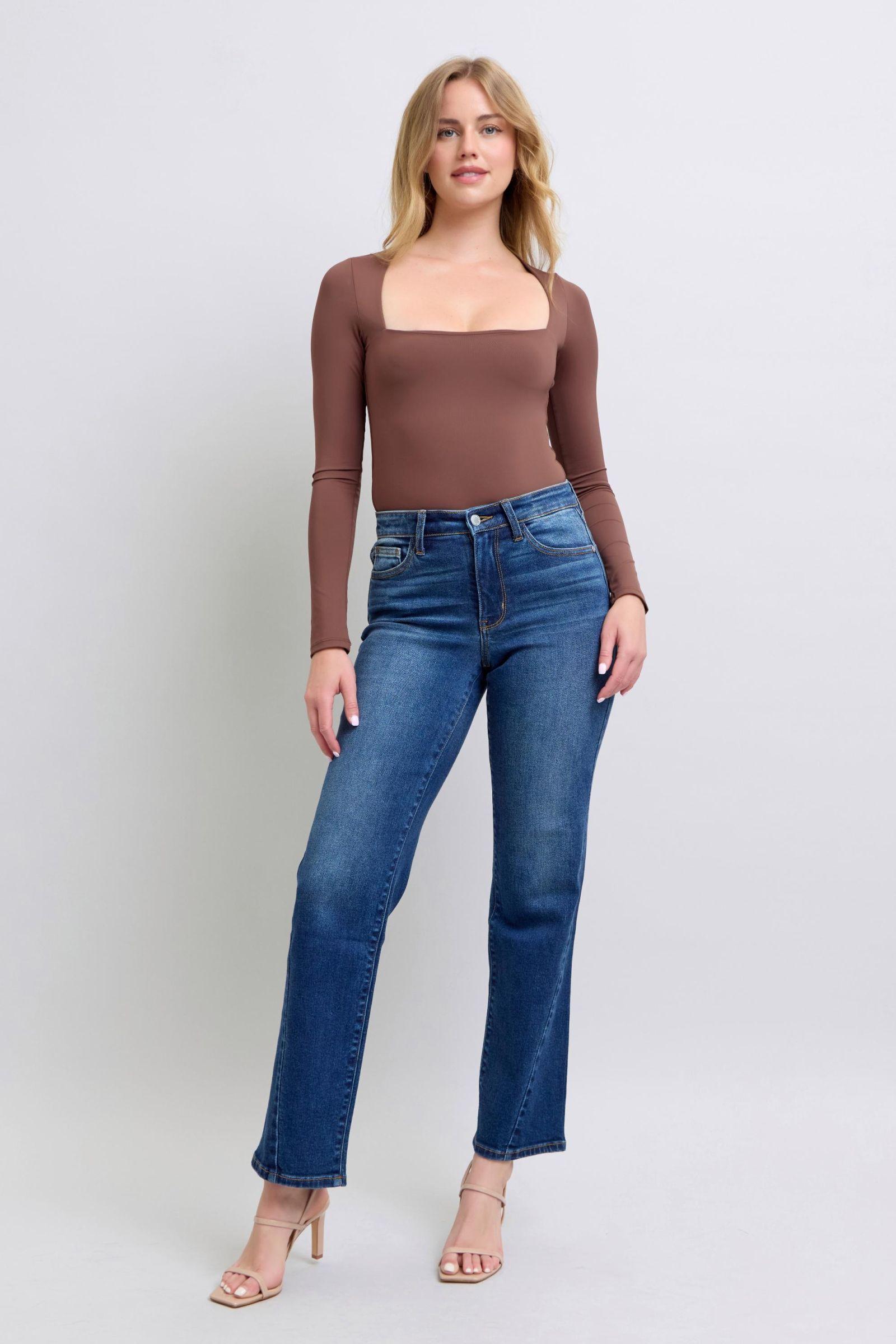 Elizabeth Hi-Rise Side Seam Detail Straight Judy Blue Jeans - ONLINE EXCLUSIVE! Product Image