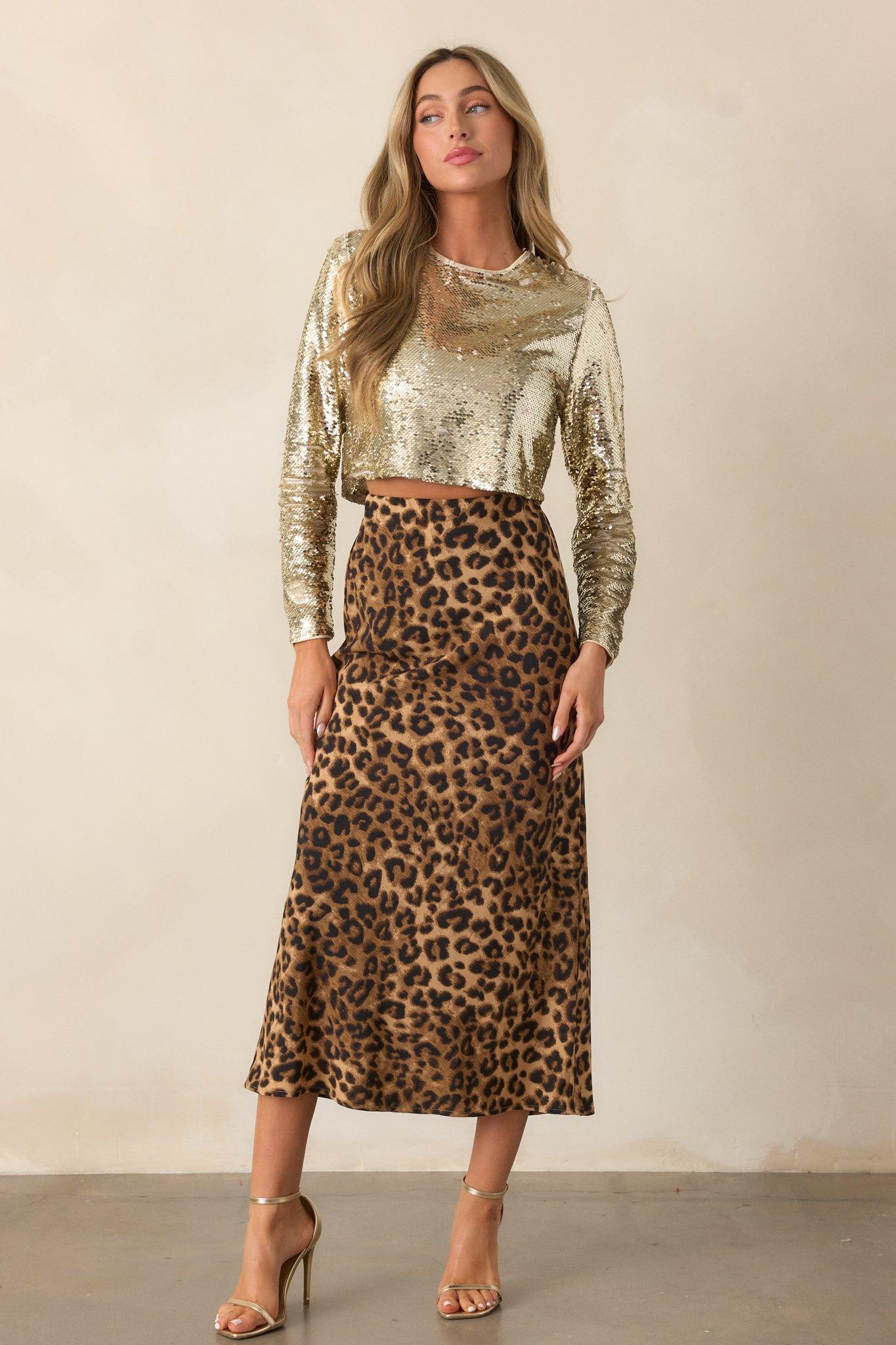 All I Do Gold Sequin Crop Top Product Image