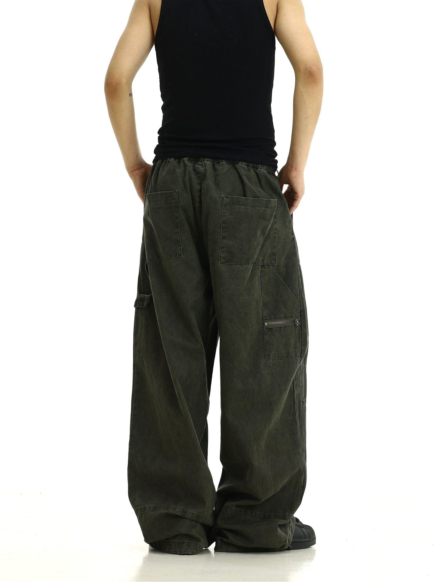 RT No. 11186 ARMY GREEN WORKWEAR CASUAL BAGGY PANTS Product Image