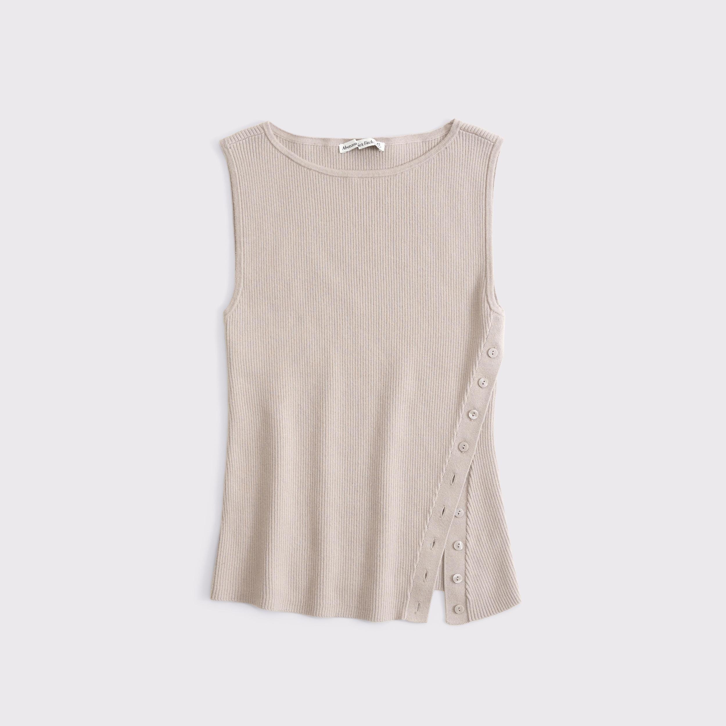 Asymmetrical Button Sweater Tank Product Image