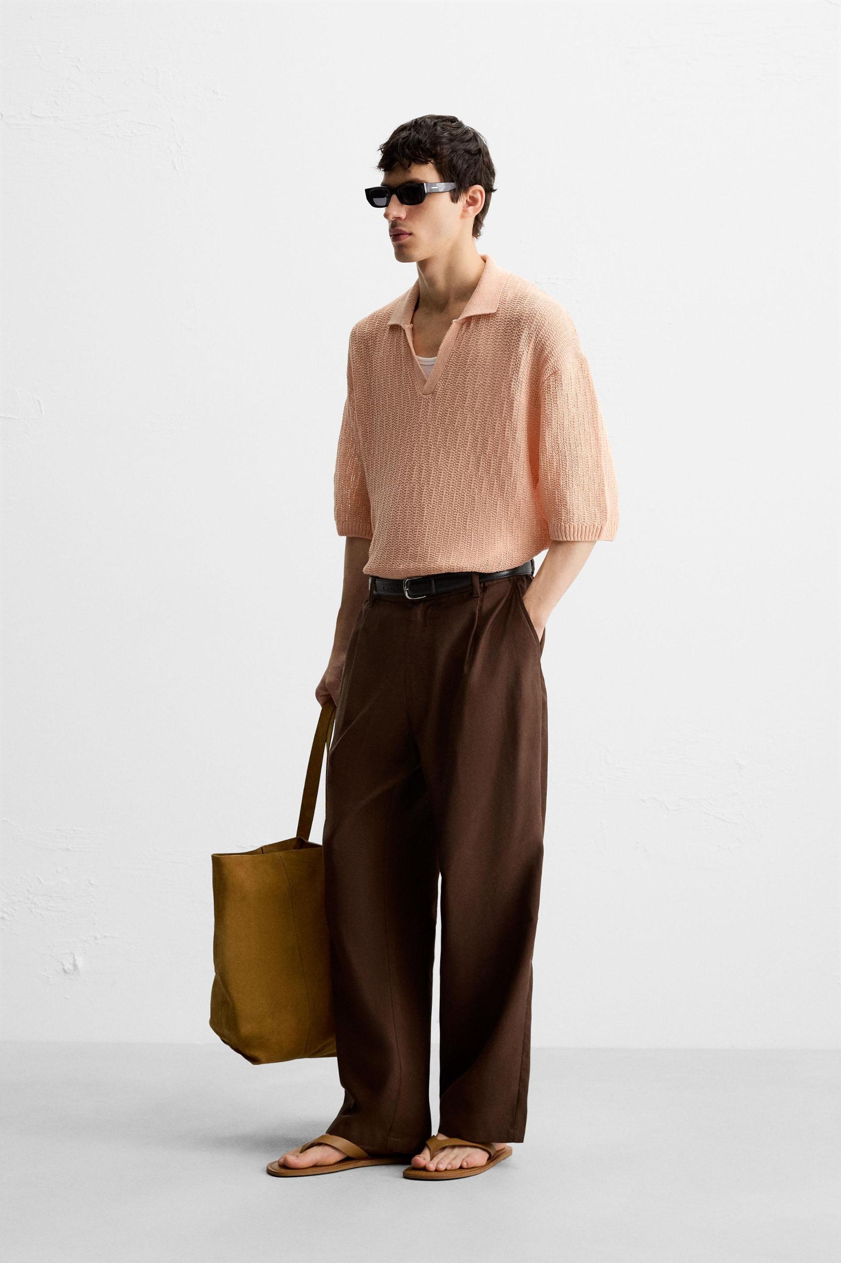 OPEN KNIT POLO SHIRT Product Image