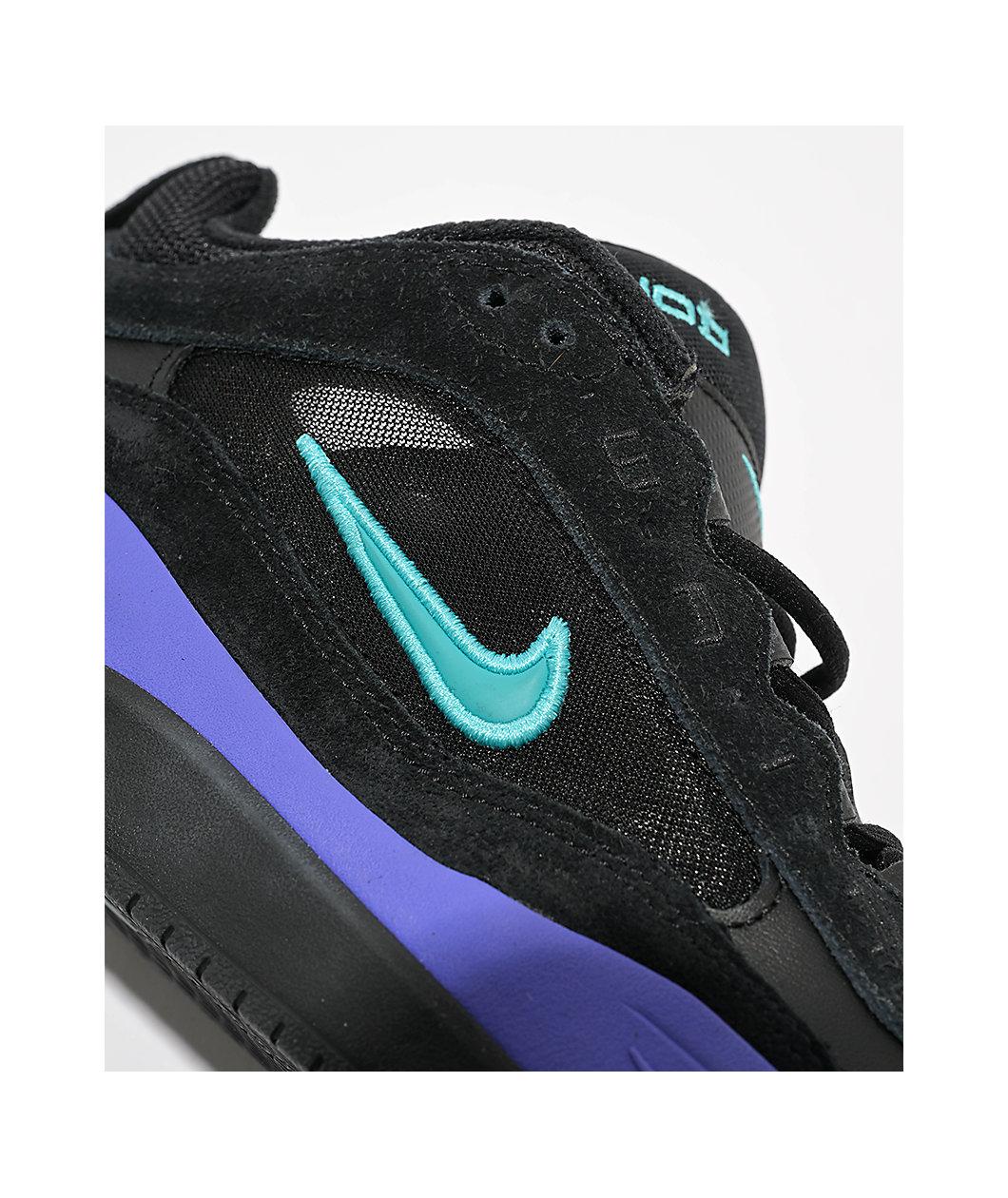 Nike SB Air Max Ishod Black, Persian Violet, & Dusty Cactus Skate Shoes Product Image