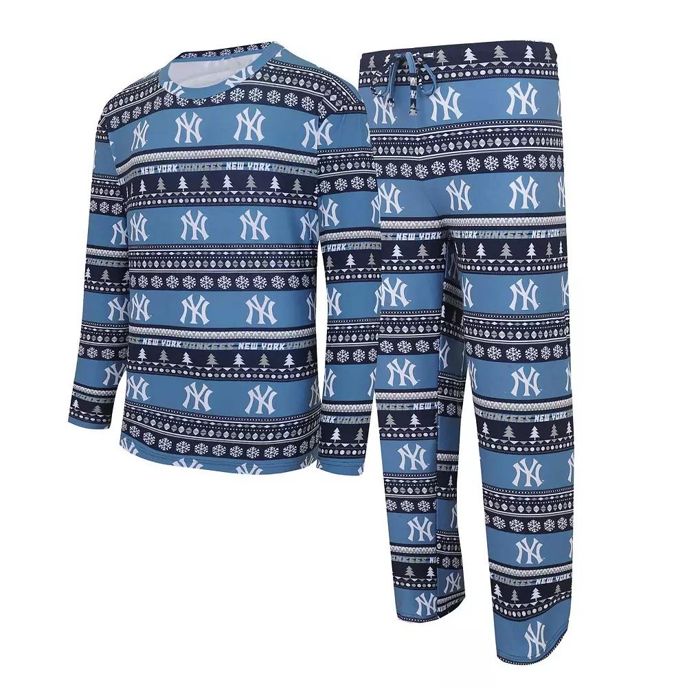 Men's Concepts Sport Navy New York Yankees Knit Ugly Sweater Long Sleeve Top & Pants Set,  Product Image