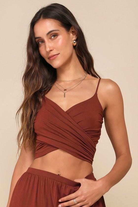 Doin' it Right Brown Wrap Two-Piece Jumpsuit Product Image