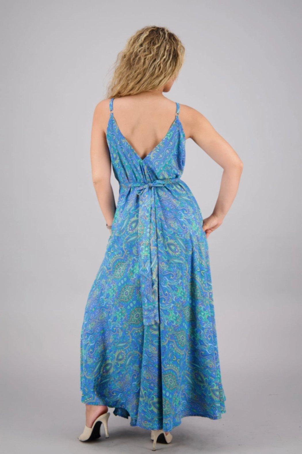 Maxi Silk Blend Spaghetti Strap Dress Product Image