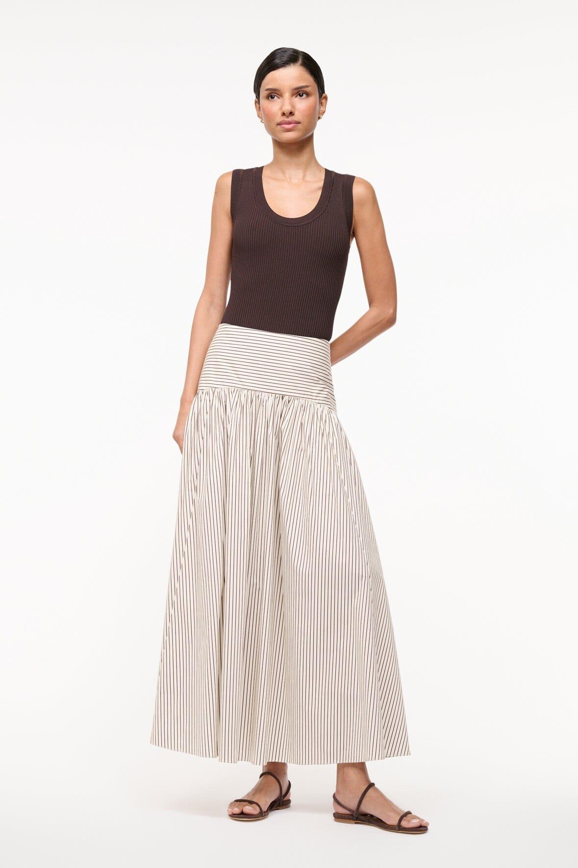 PROCIDA SKIRT | IVORY DARK OAK MICRO STRIPE Product Image