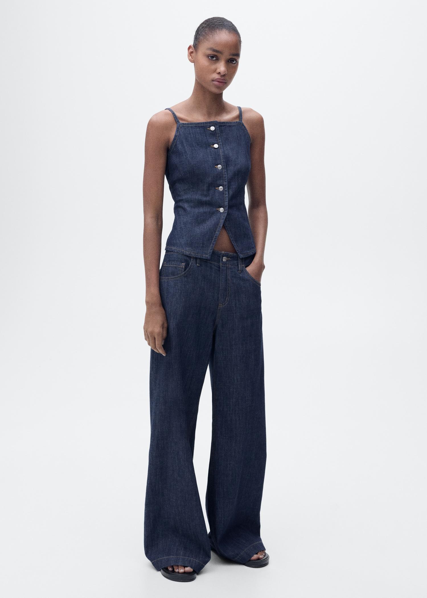 Wide-leg mid-rise jeans - Women | MANGO USA Product Image