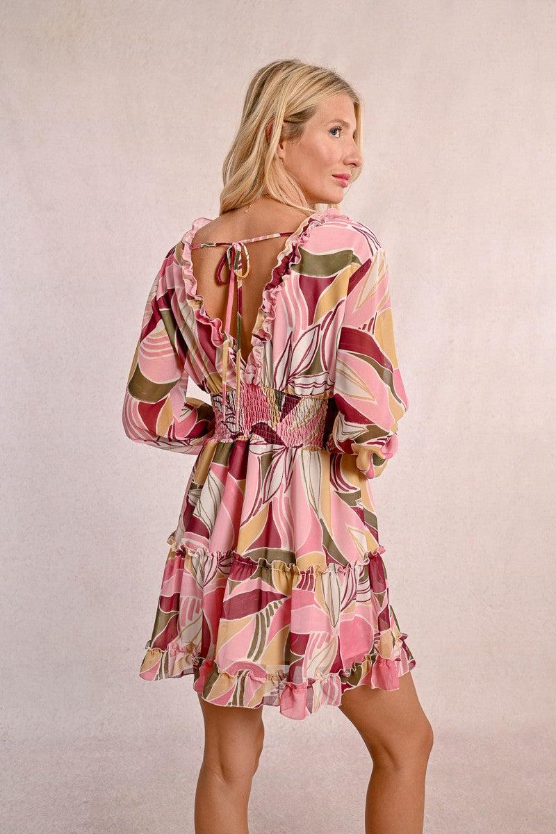 RUFFLE PRINTED DRESS Product Image