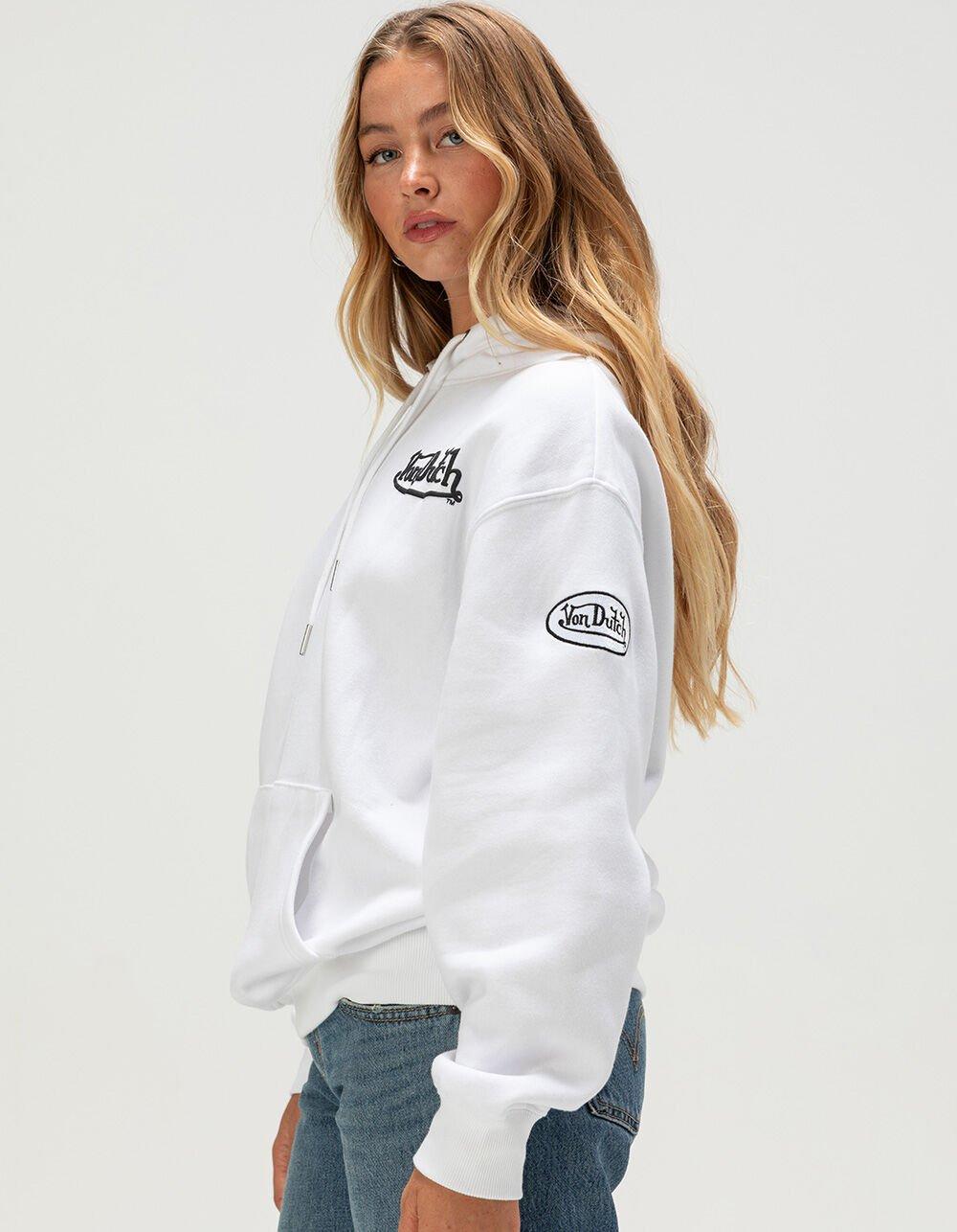 VON DUTCH Arm Patch Womens Hoodie - WHITE Product Image