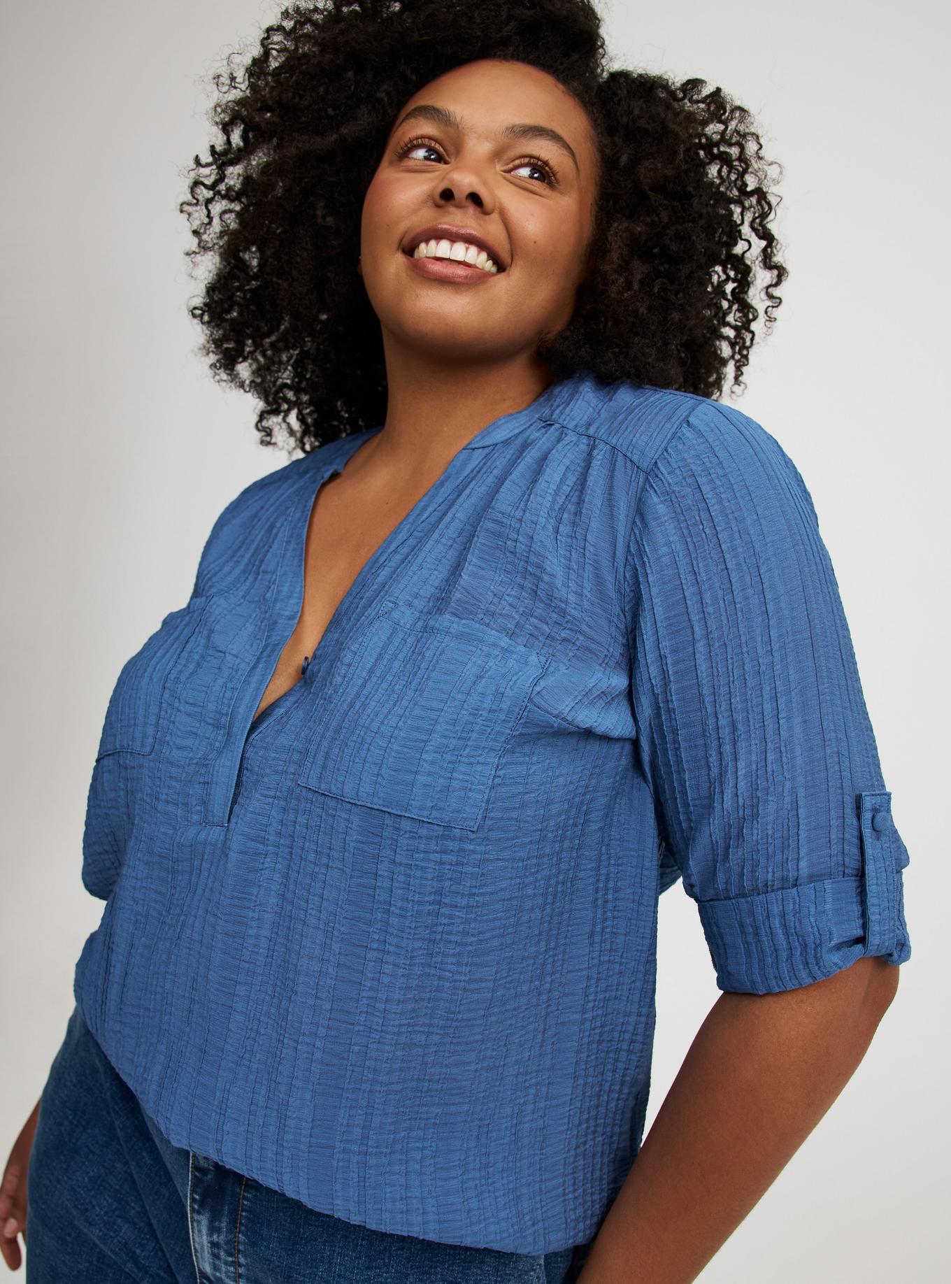 Harper Textured Stripe 3/4 Pullover Blouse Product Image