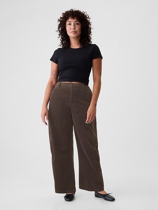 High Rise Corduroy Tapered Ankle Trousers Product Image