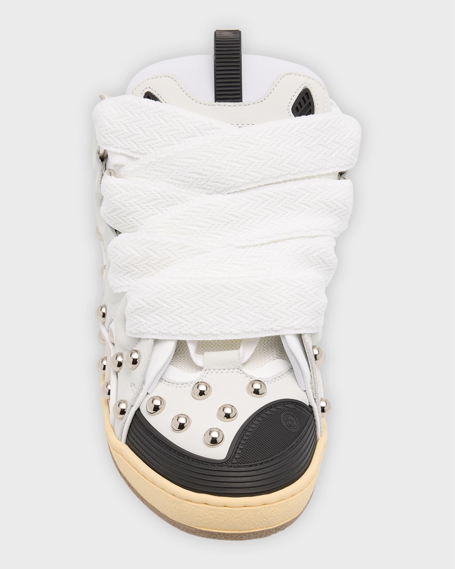 Men's Curb Mesh and Leather Low-Top Sneakers Product Image