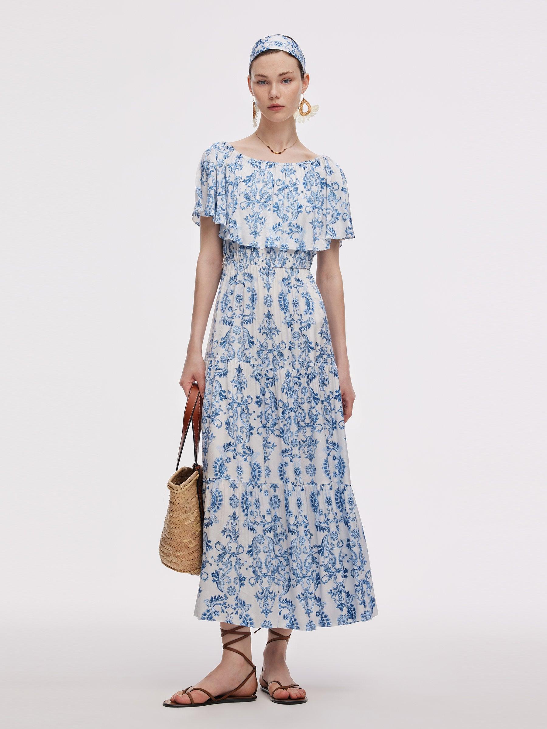 Floral Print Women Convertible Neckline Maxi Dress Product Image