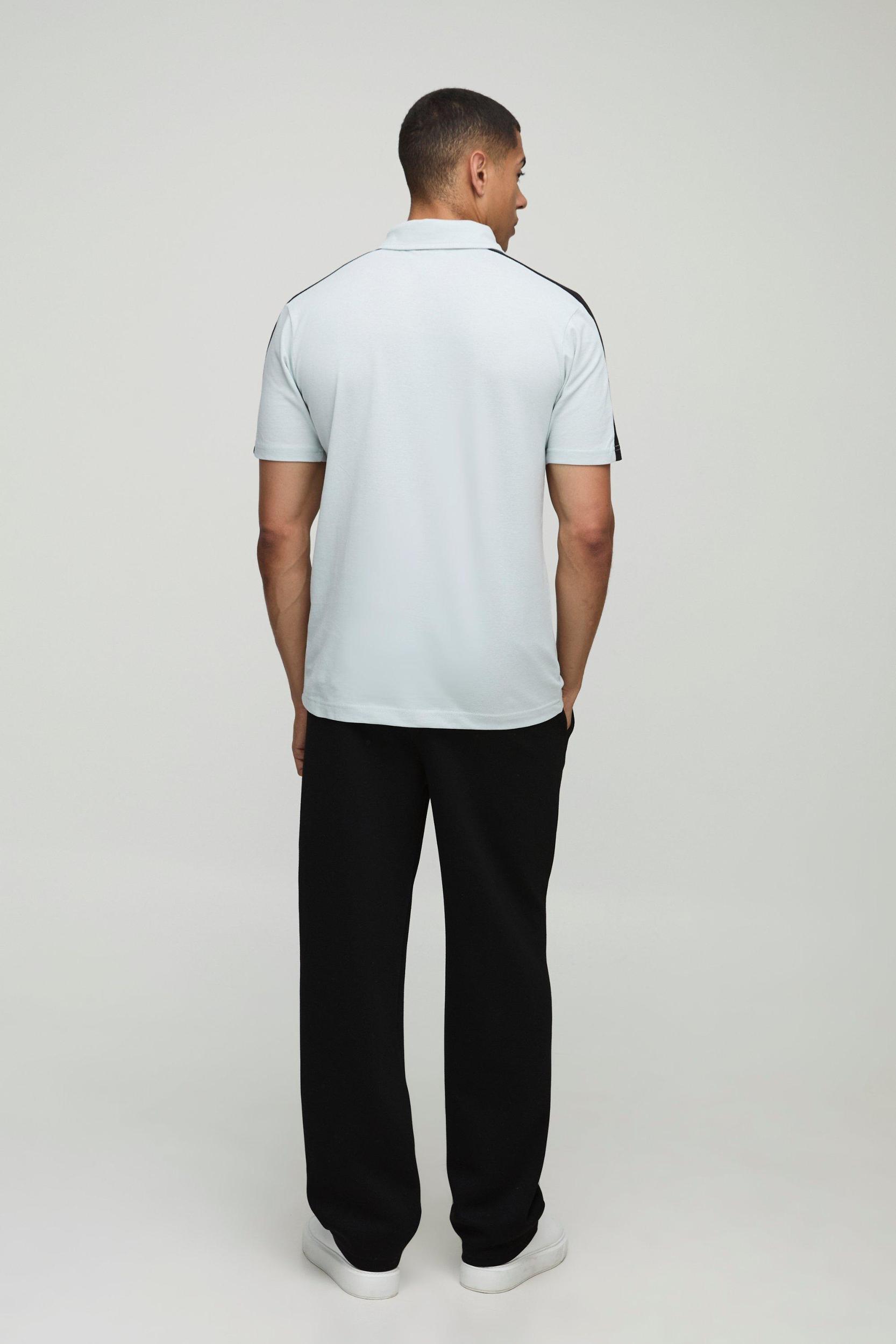 Slim Fit Man Pique Colour Block Polo | boohooMAN USA Product Image