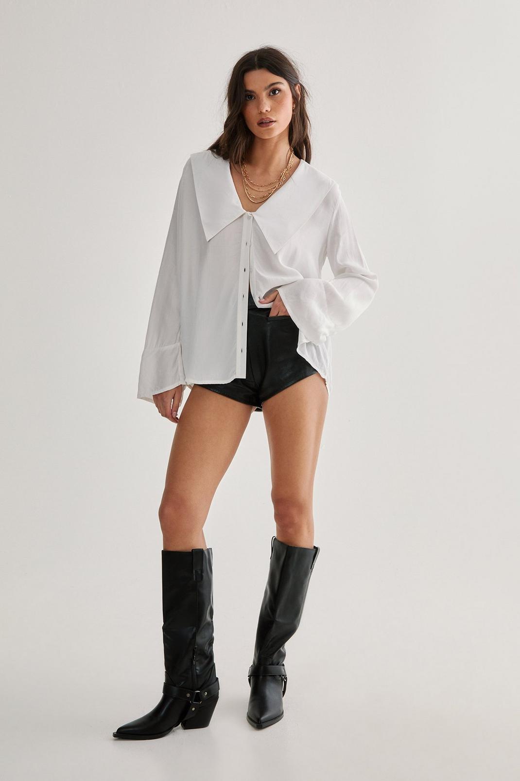 Oversized Collar Fluted Sleeve Shirt Product Image