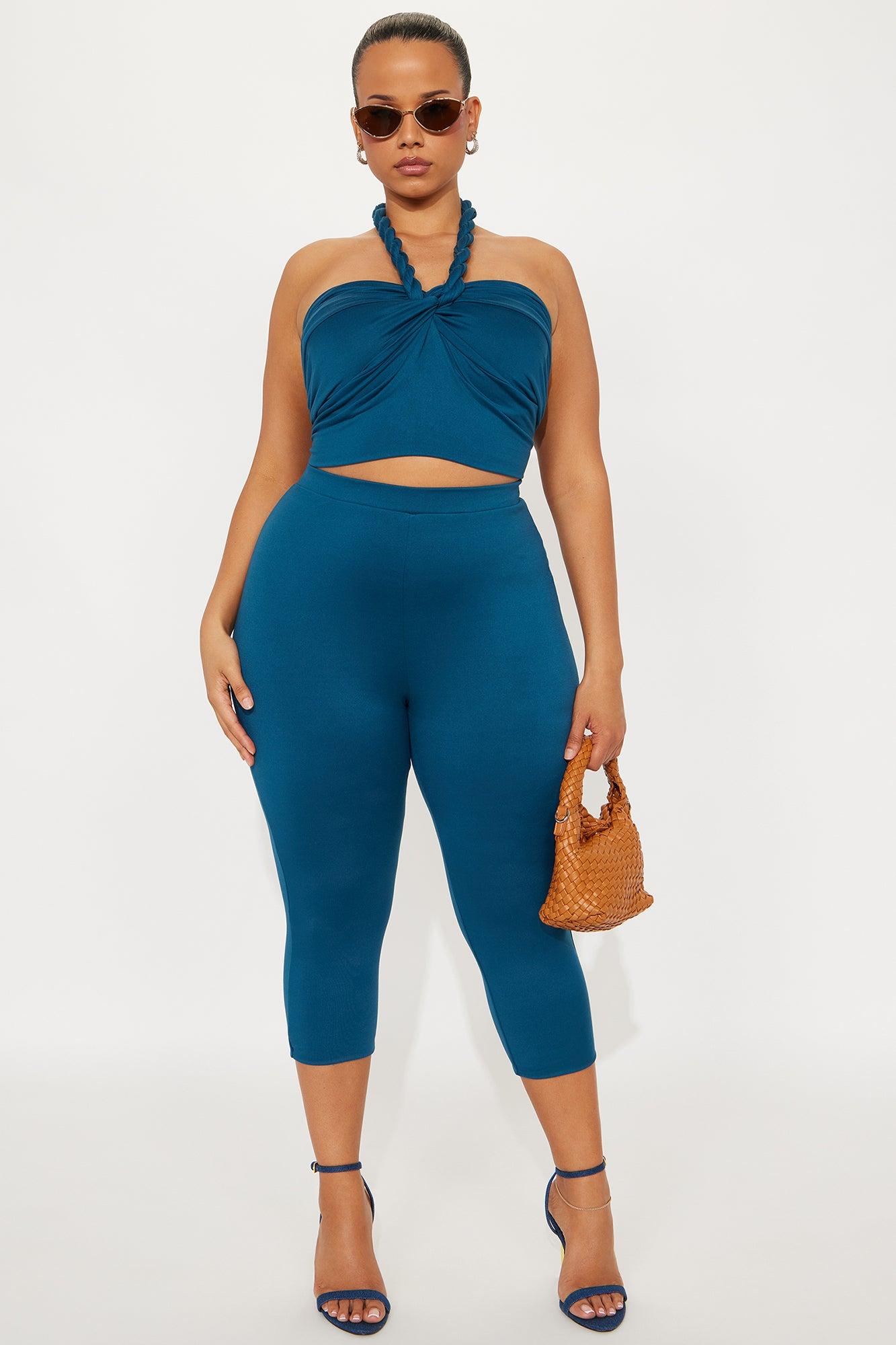 Heatwave Hottie Halter Capri Set - Teal Female Product Image