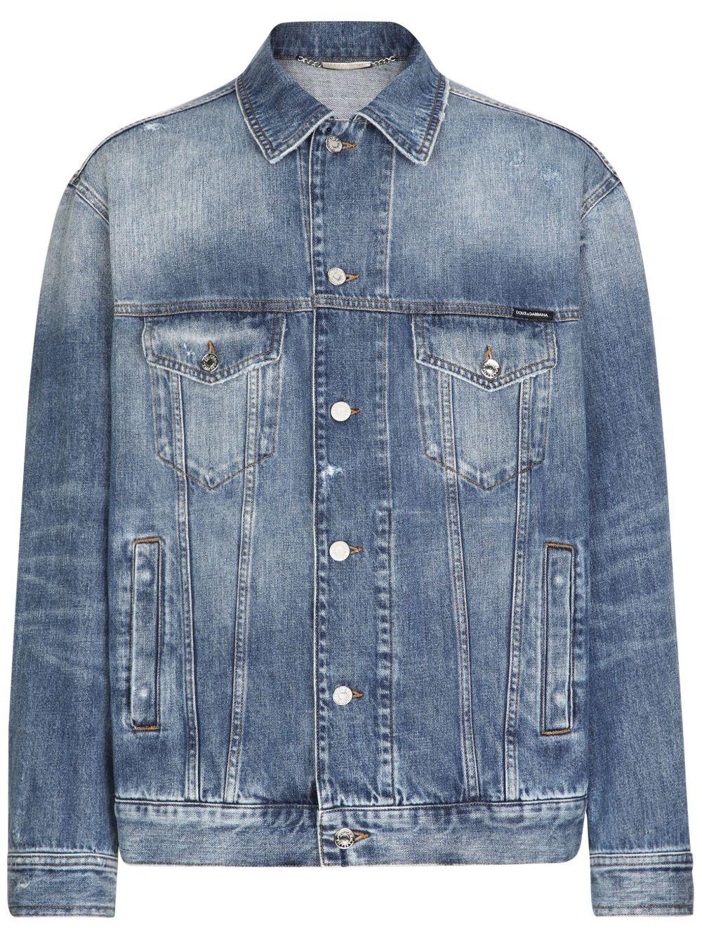 DOLCE & GABBANA Cotton Denim Jacket In Blue Product Image