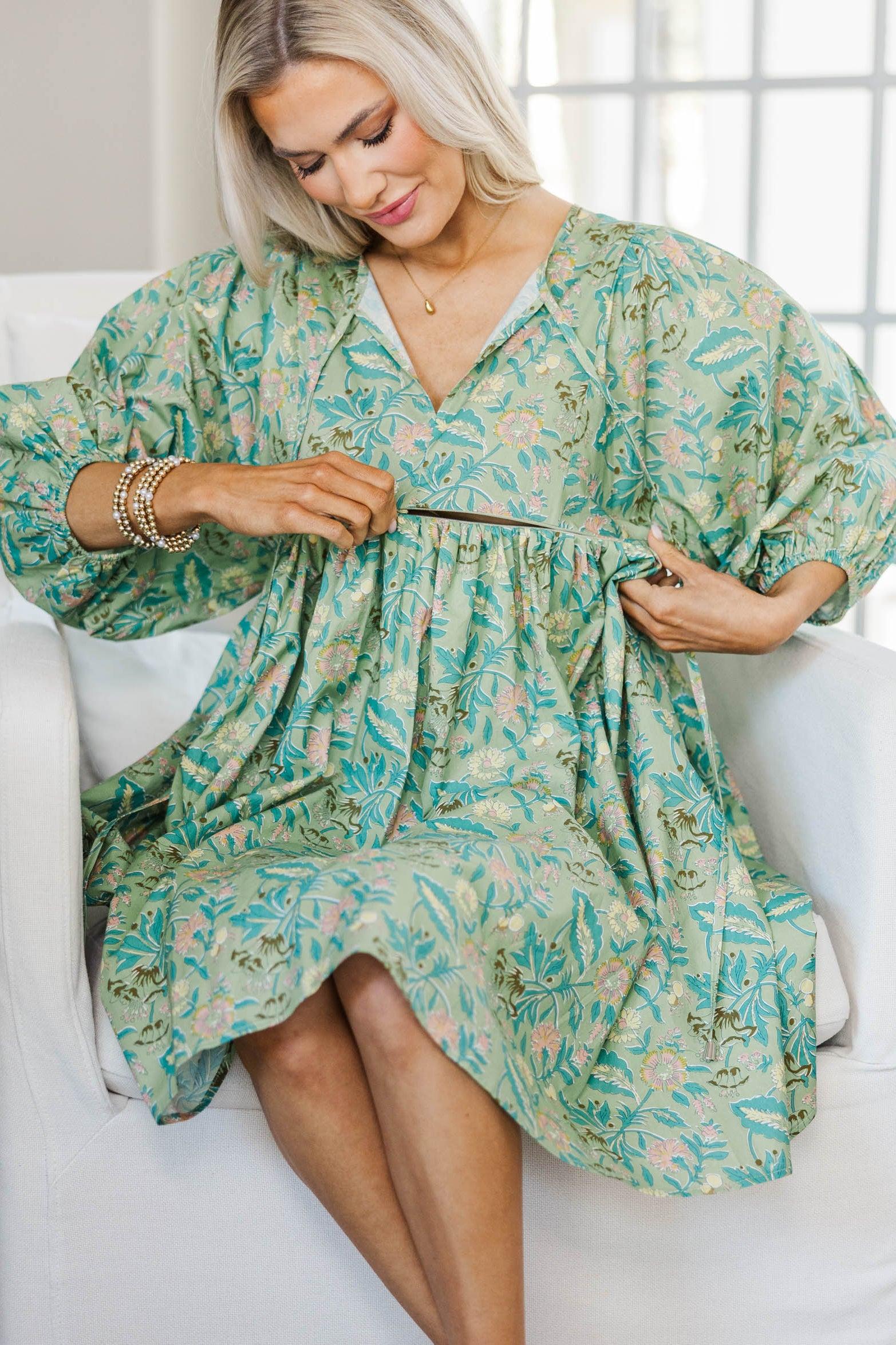 NURSING COLLECTION: It's All True Green Chintz Dress Female Product Image